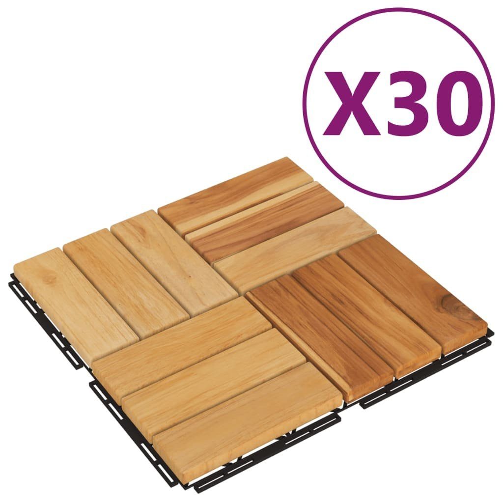 Teppichboden Terrassenfliesen 30 Stk. 30x30 cm Massivholz Teak, vidaXL