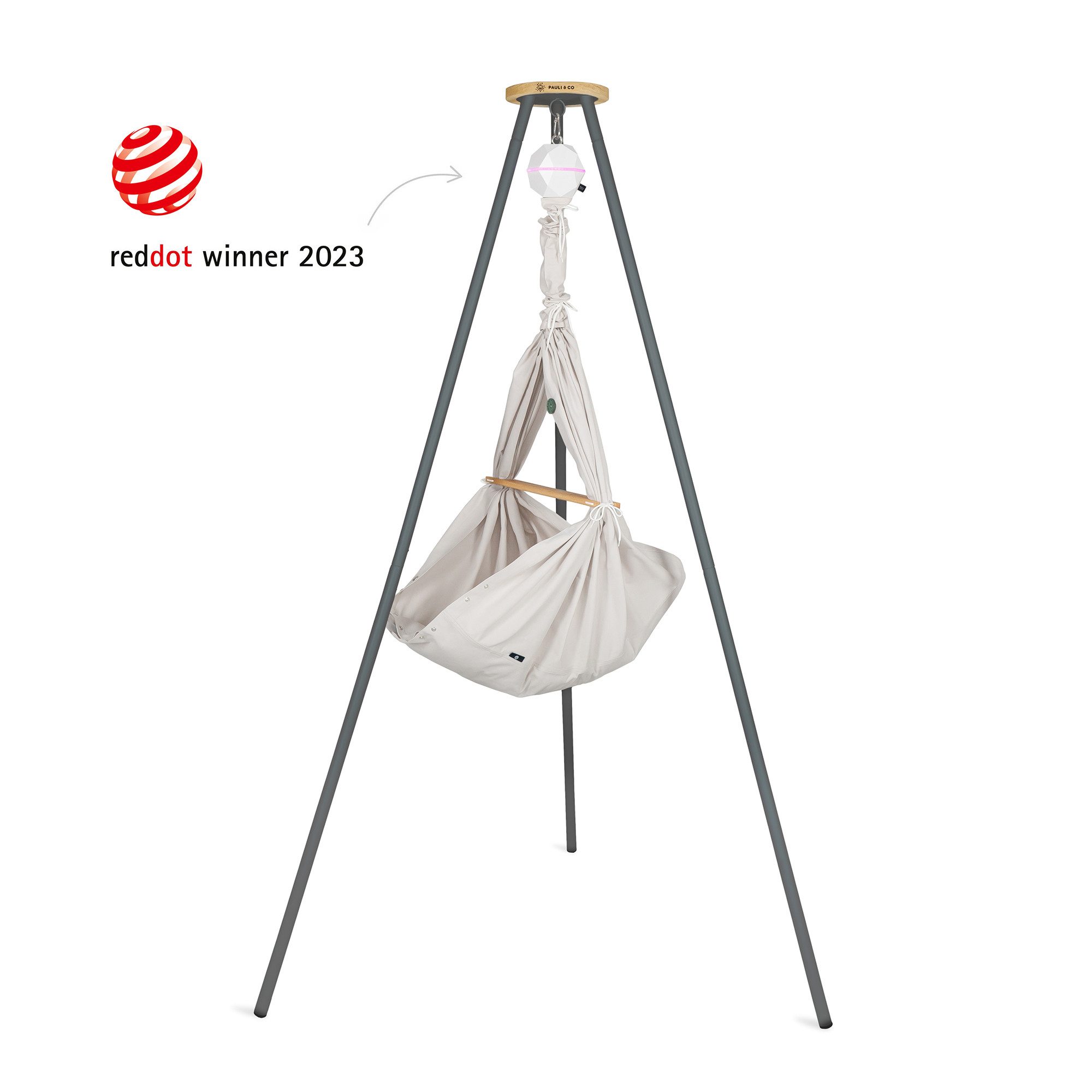 PAULI & CO® Babywippe Federwiege BASIC SET, Vanille, Tripod SMART + Motor PURE, mit Motor