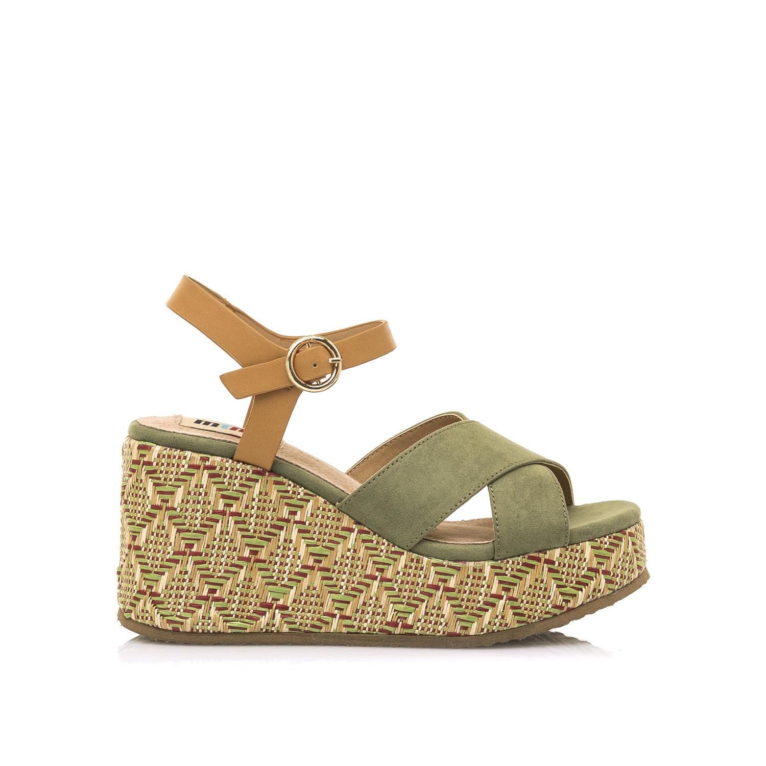 MTNG Sandale Sandalette Pumps High Heels Keilabsatz grün Keilsandalette