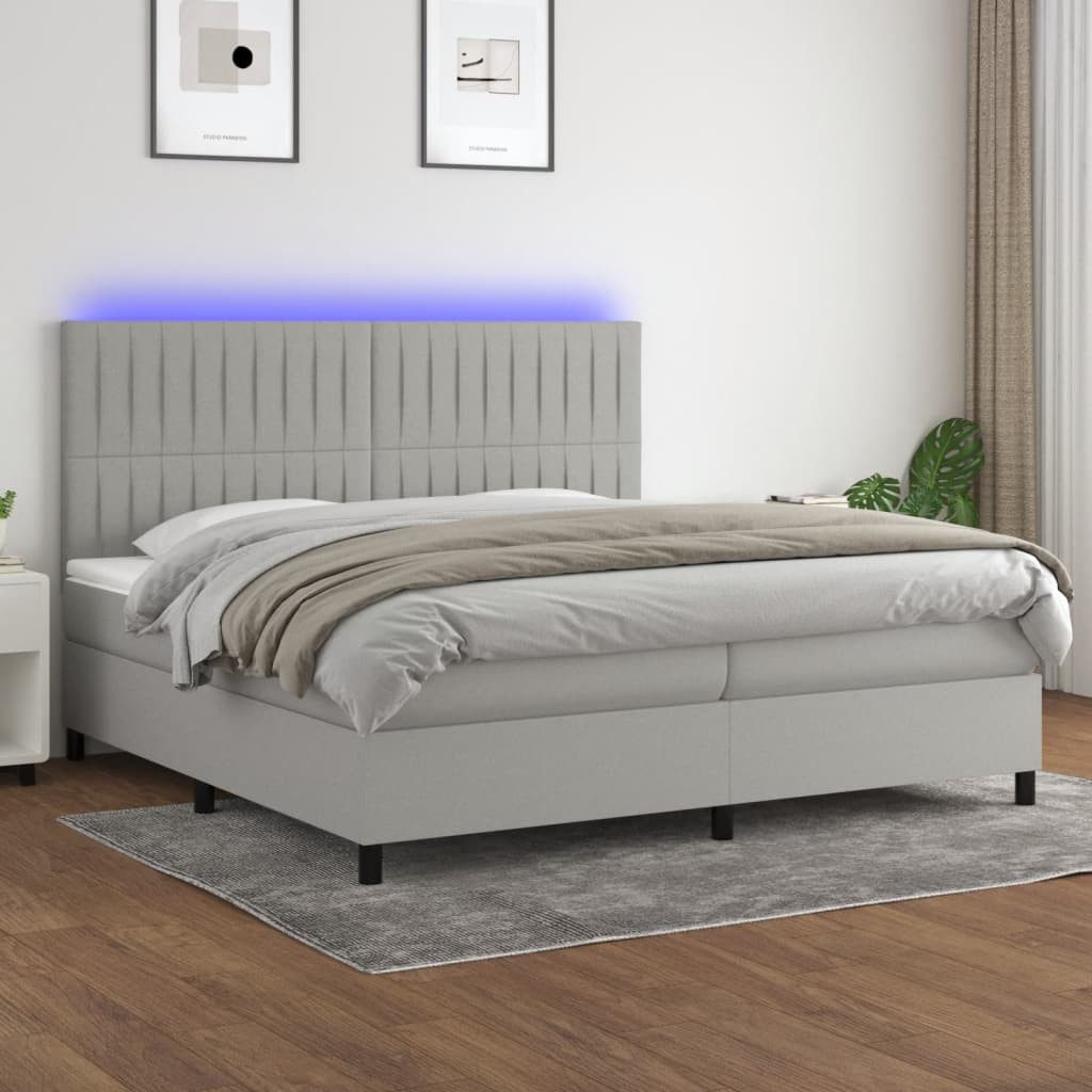 vidaXL Boxspringbett Boxspringbett mit Matratze LED Hellgrau 200x200 cm Sto günstig online kaufen