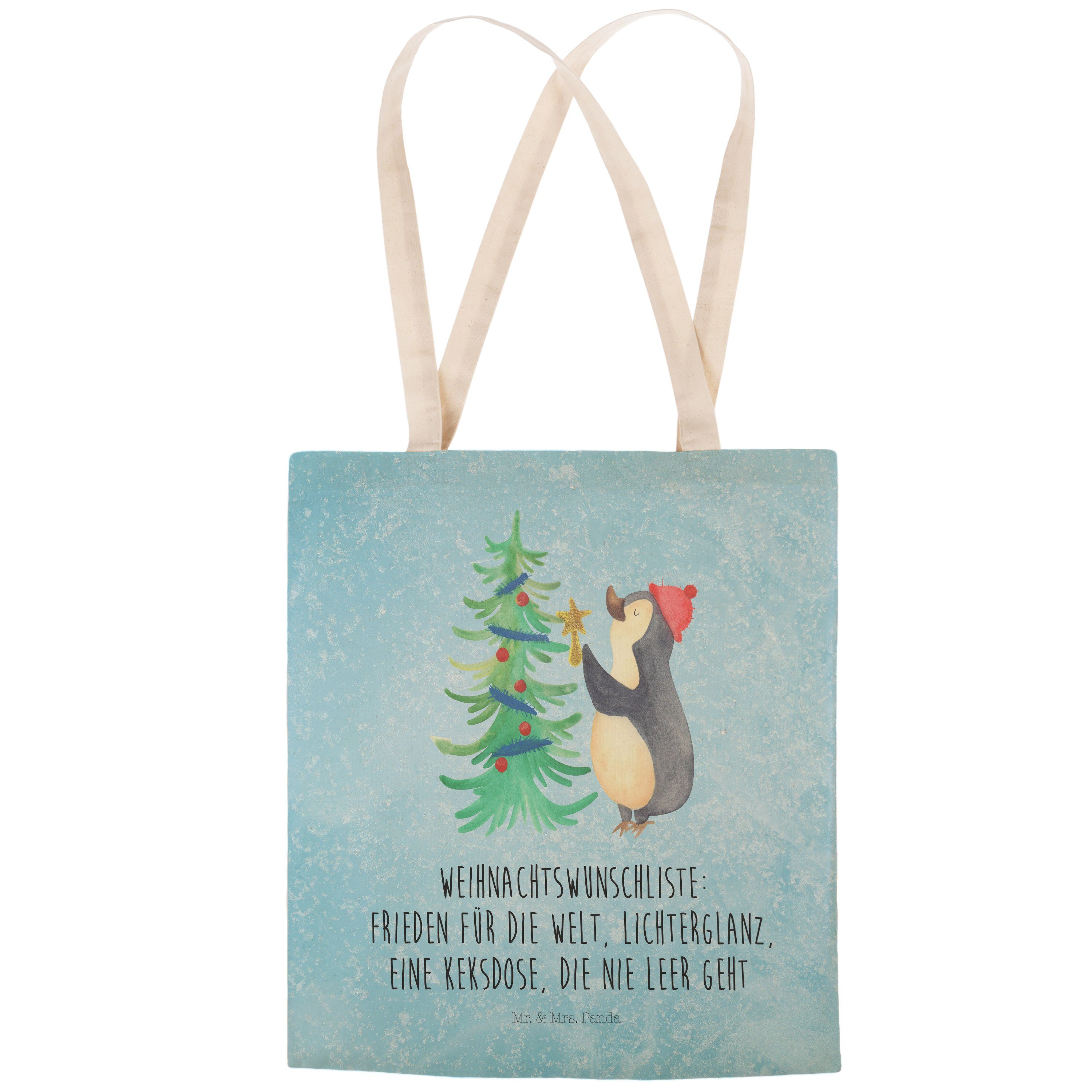 Geschenk, Eisblau & - Pinguin Advent, Panda Weihnachtsbaum Einkaufstasche, (1-tlg) Mrs. - Tragetasche Mr.