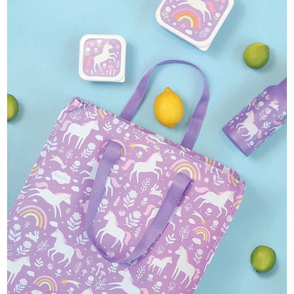 A Little Lovely Company Shopper Einhorn Einkaufshopper Tasche recycelt lila Kinder Einkaufstasche