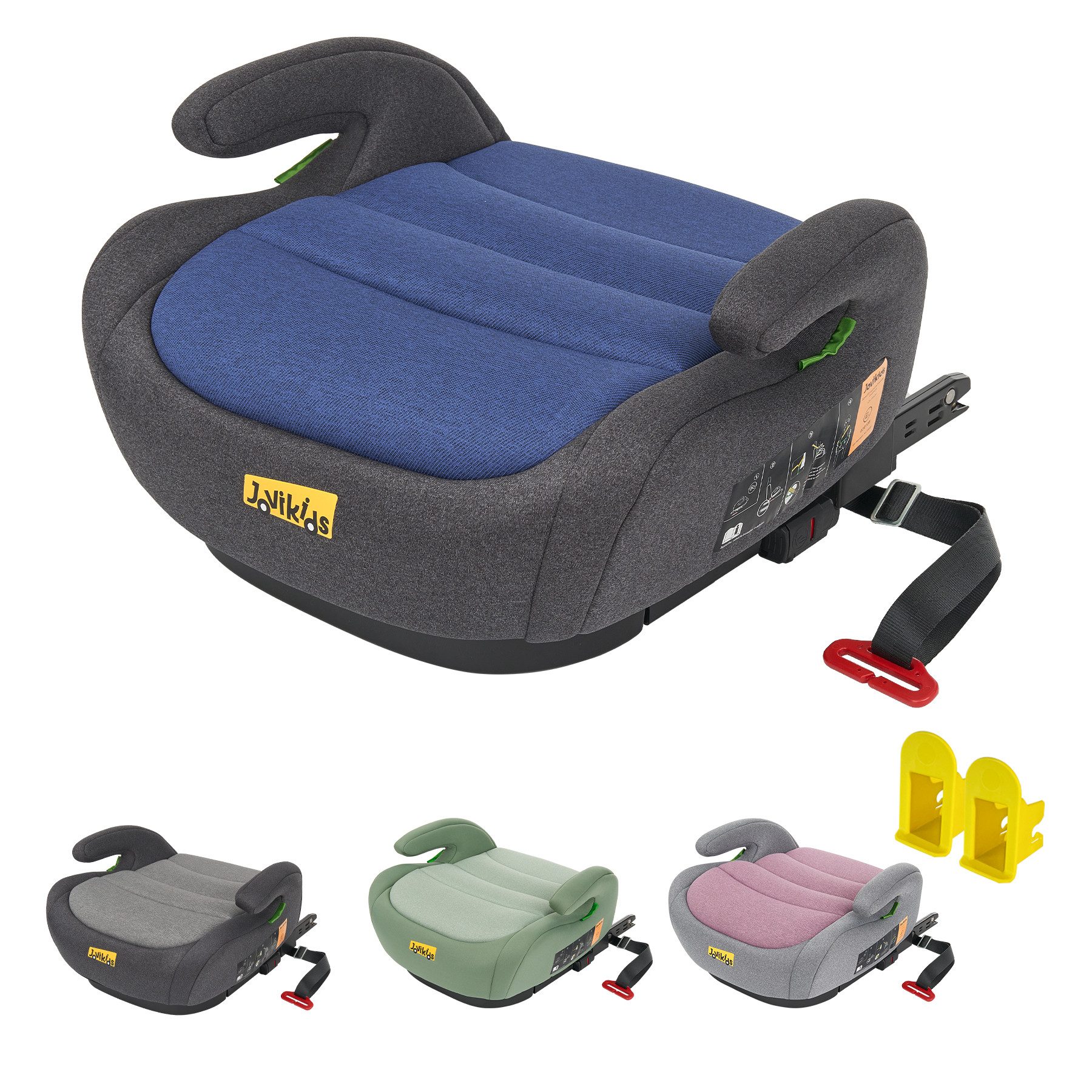 Jovikids Kindersitzerhöhung Auto Kinder ISOFIX, ECE R129, 125-150cm, ab: 150 cm, bis: 125 cm, Verdickter Stoffbezug & Isofix Einführhilfe, Leicht Waschbar