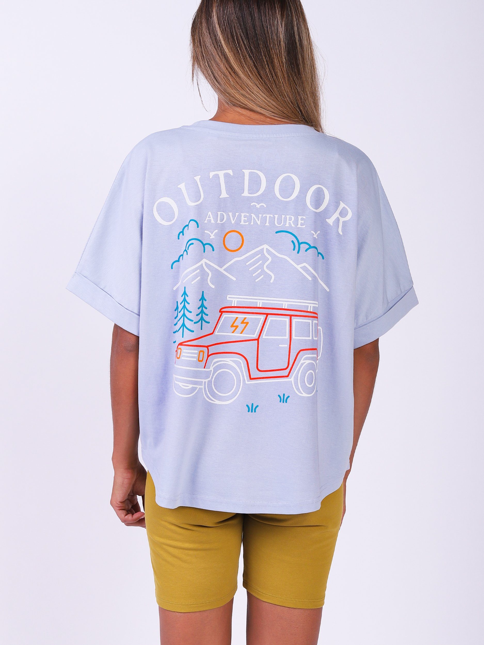 wat? Apparel Print-Shirt Outdoor adventure (1-tlg) Serene Blue