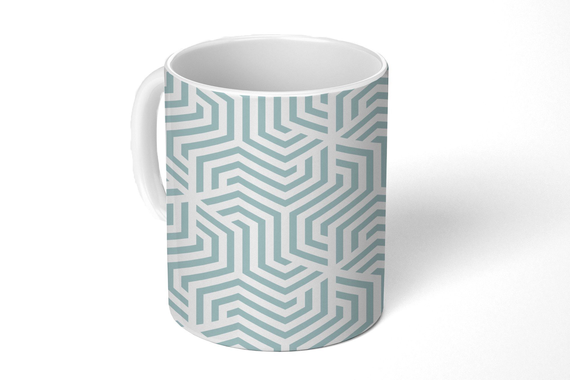 MuchoWow Tasse Muster - Linie - Design - Grün, Keramik, Kaffeetassen, Teetasse, Becher, Teetasse, Geschenk