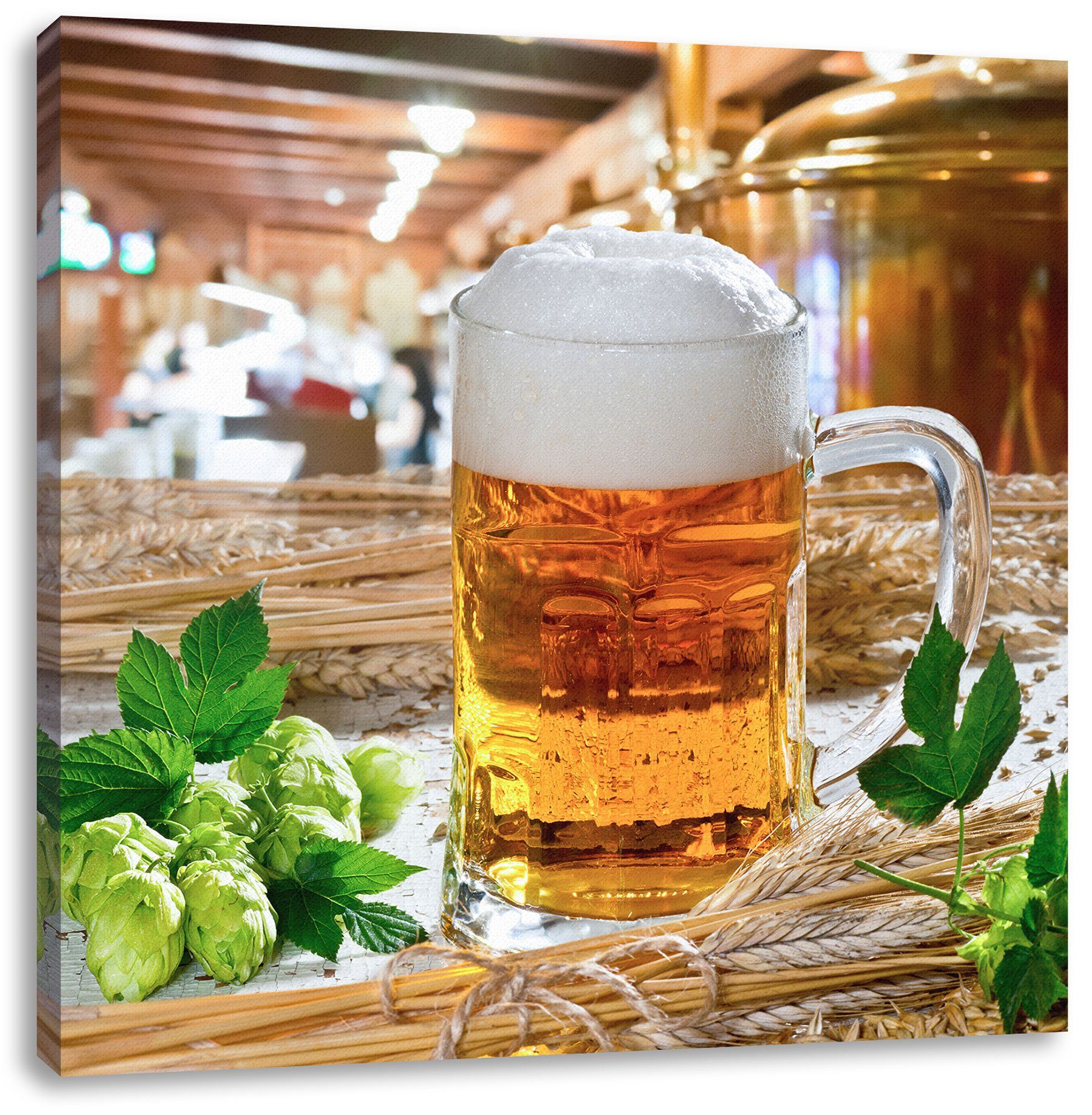Leinwandbild Zackenaufhänger bespannt, Bier, (1 inkl. fertig Deutsches Bier St), frisches Deutsches Leinwandbild frisches Pixxprint