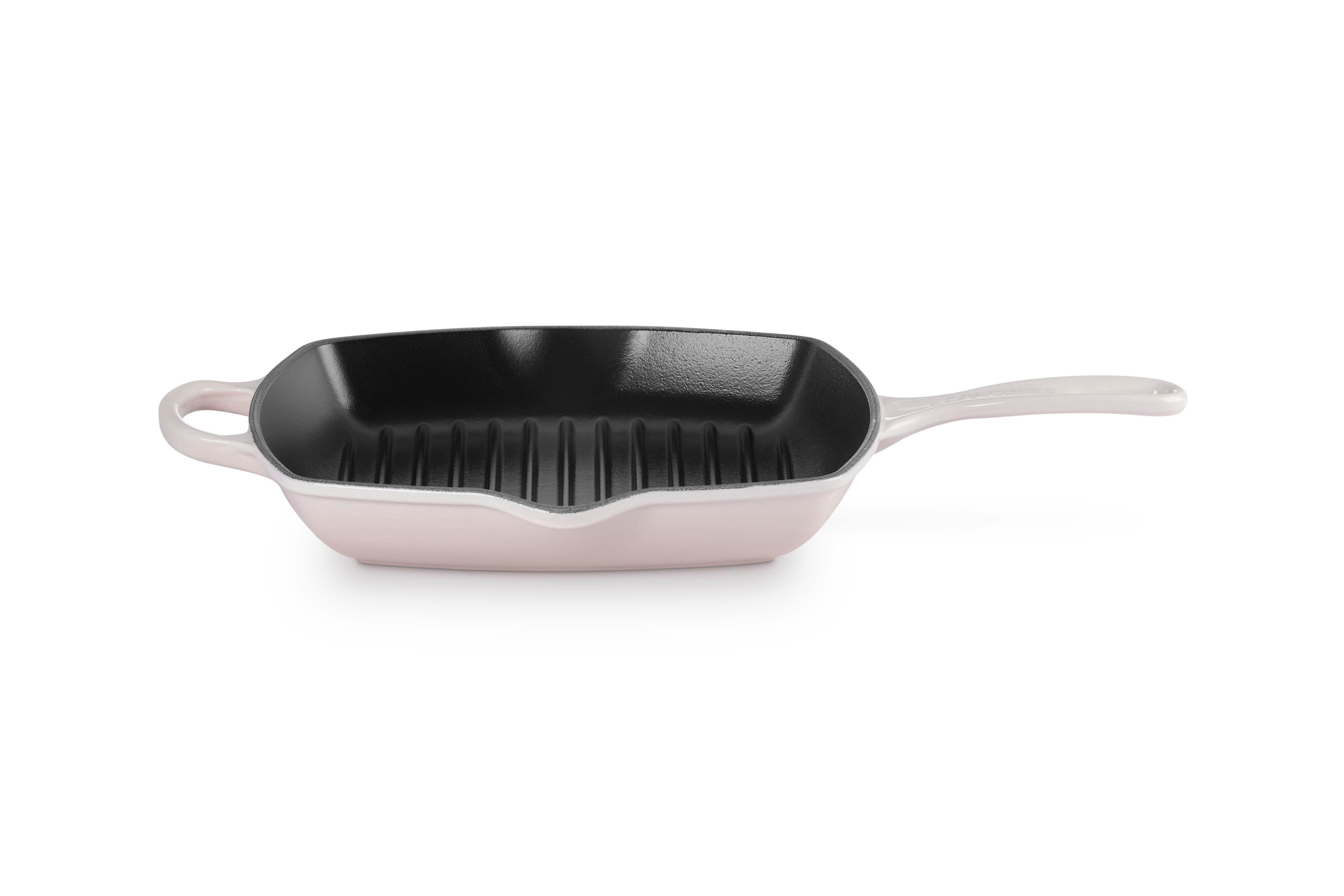 LE CREUSET Grillpfanne Signature, Quadratisch, Gusseisen, 26 cm, Für alle Herdarten, 2,86 kg, Shell Pink, 20183267770422
