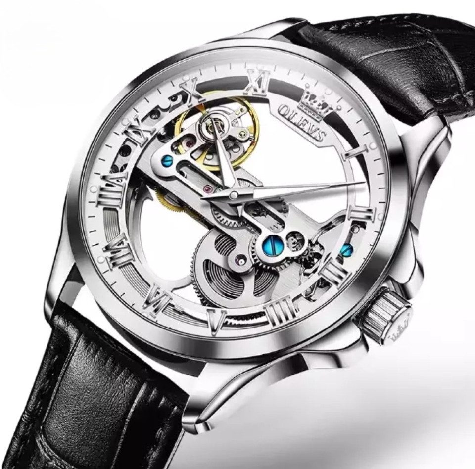 OLEVS Automatikuhr Herrenuhr Mechanisch Skelett Zifferblatt günstig online kaufen