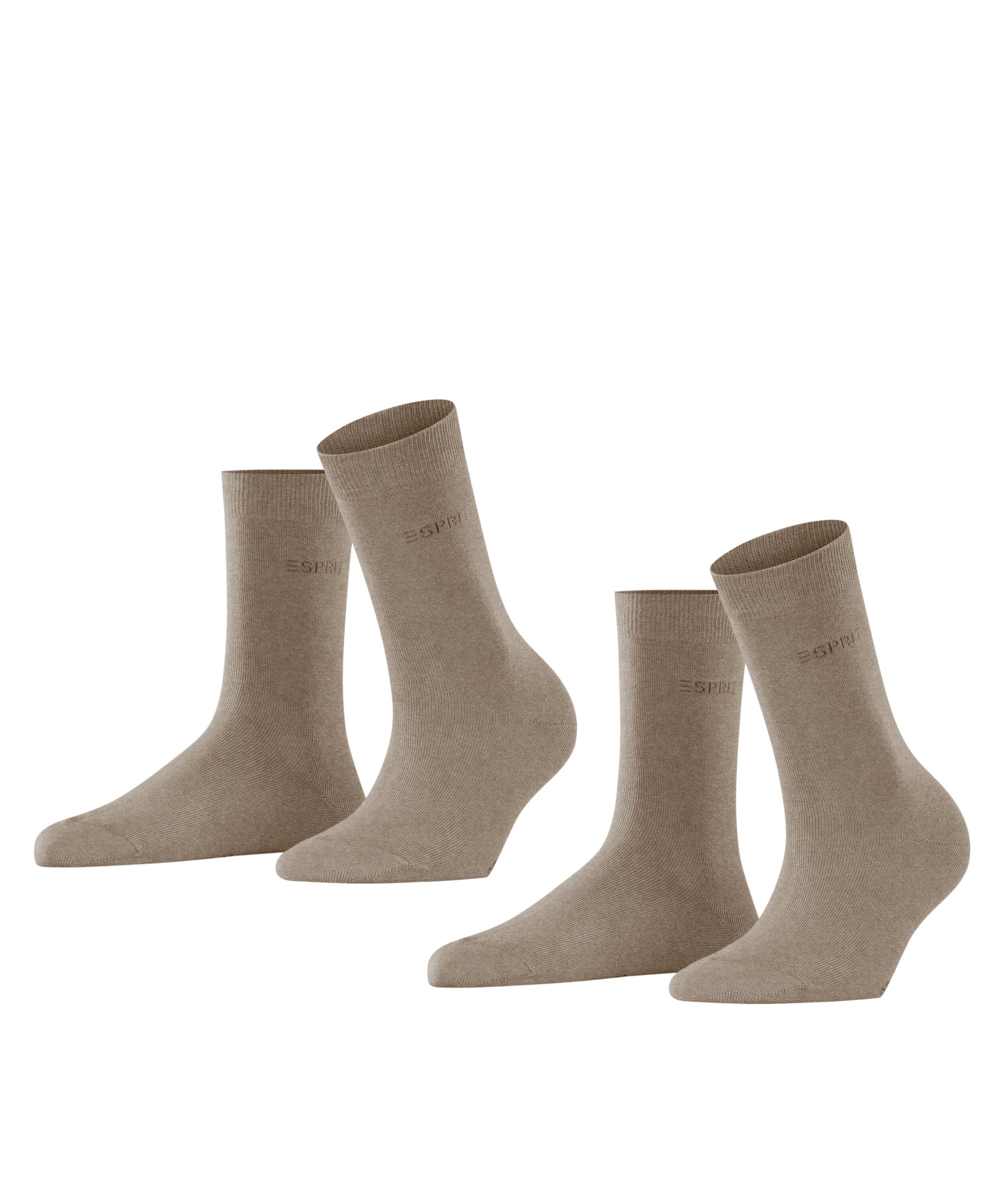 (2-Paar) mel Socken Uni (5410) 2-Pack nutmeg Esprit