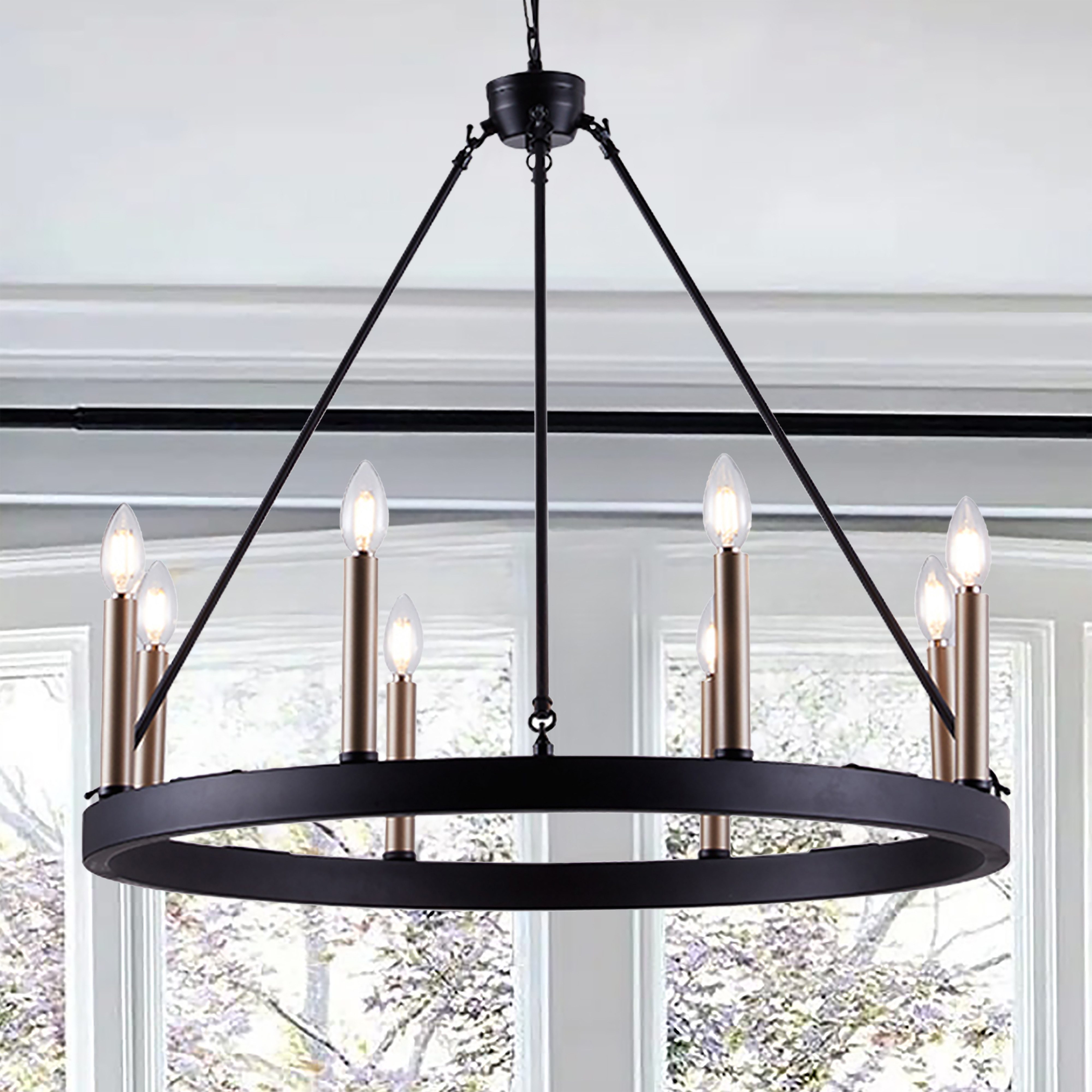 MLT&RIDDLE Kronleuchter Eleganter Wagenrad-Kronleuchter mit 8 Kerzen, ohne Leuchtmittel, ceiling lamp, E14 Light Bulb, Dimmbar