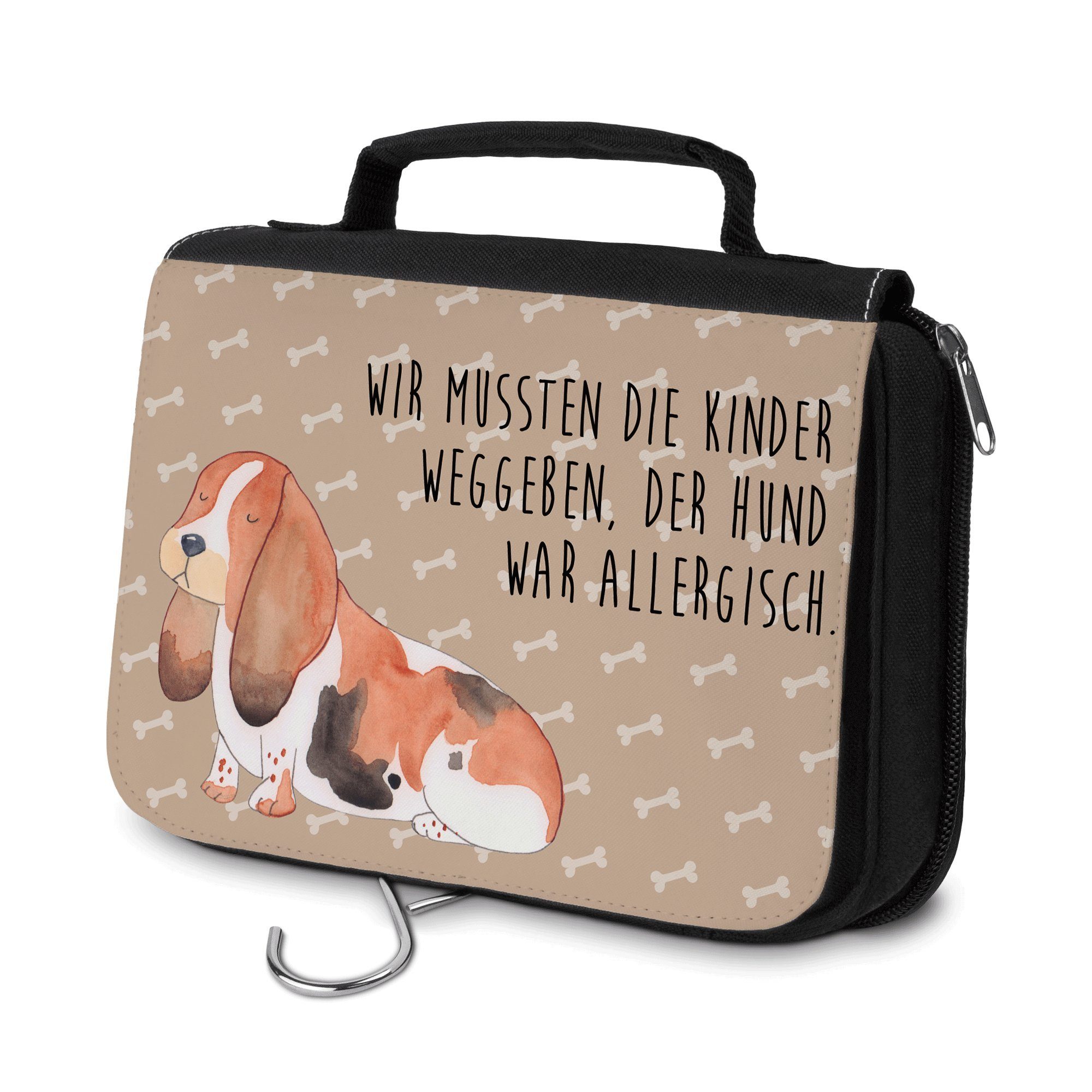 Mr. & Mrs. Panda Kulturbeutel Hund Basset Hound - Hundeglück - Geschenk, Wauwau, geschecktes Fell, (1-tlg)