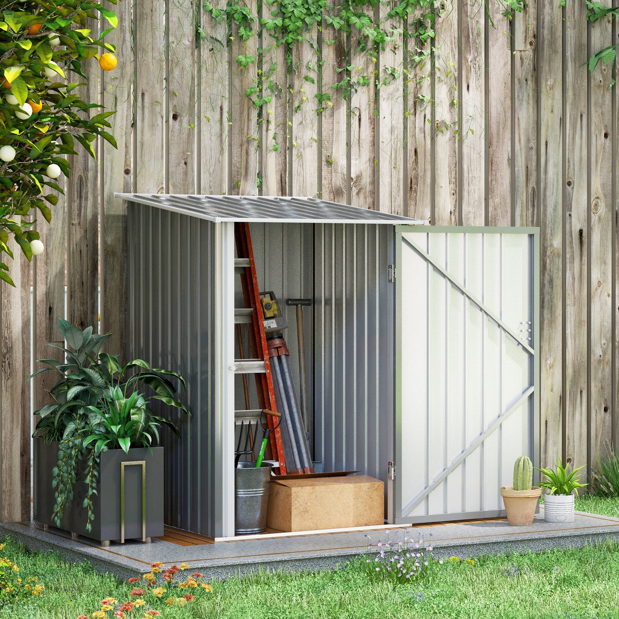 Outsunny Gerätehaus Gartenschuppen mit Pultdach, abschließbar, günstig online kaufen