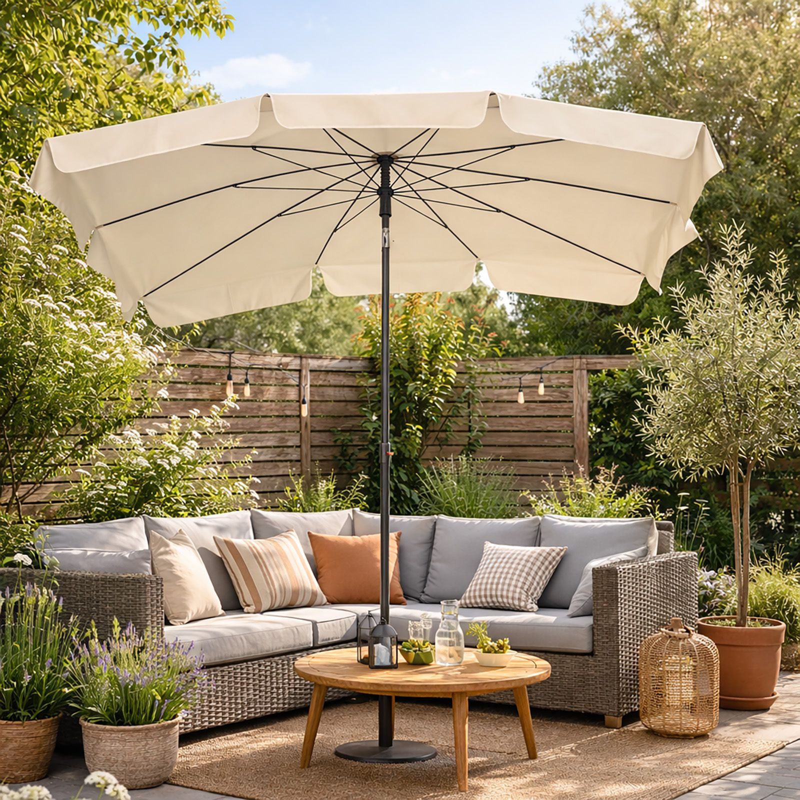 BURI Sonnenschirm Sonnenschirm Gartenschirm Balkonschirm 210x140 cm Rechteckig knickbar – Bild 5 von 5