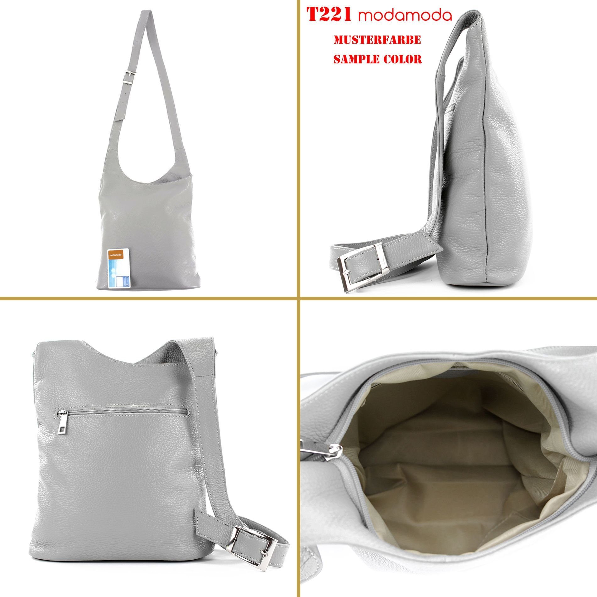 de Echtleder T221, in Italy modamoda Schultertasche Signalblau Handmade