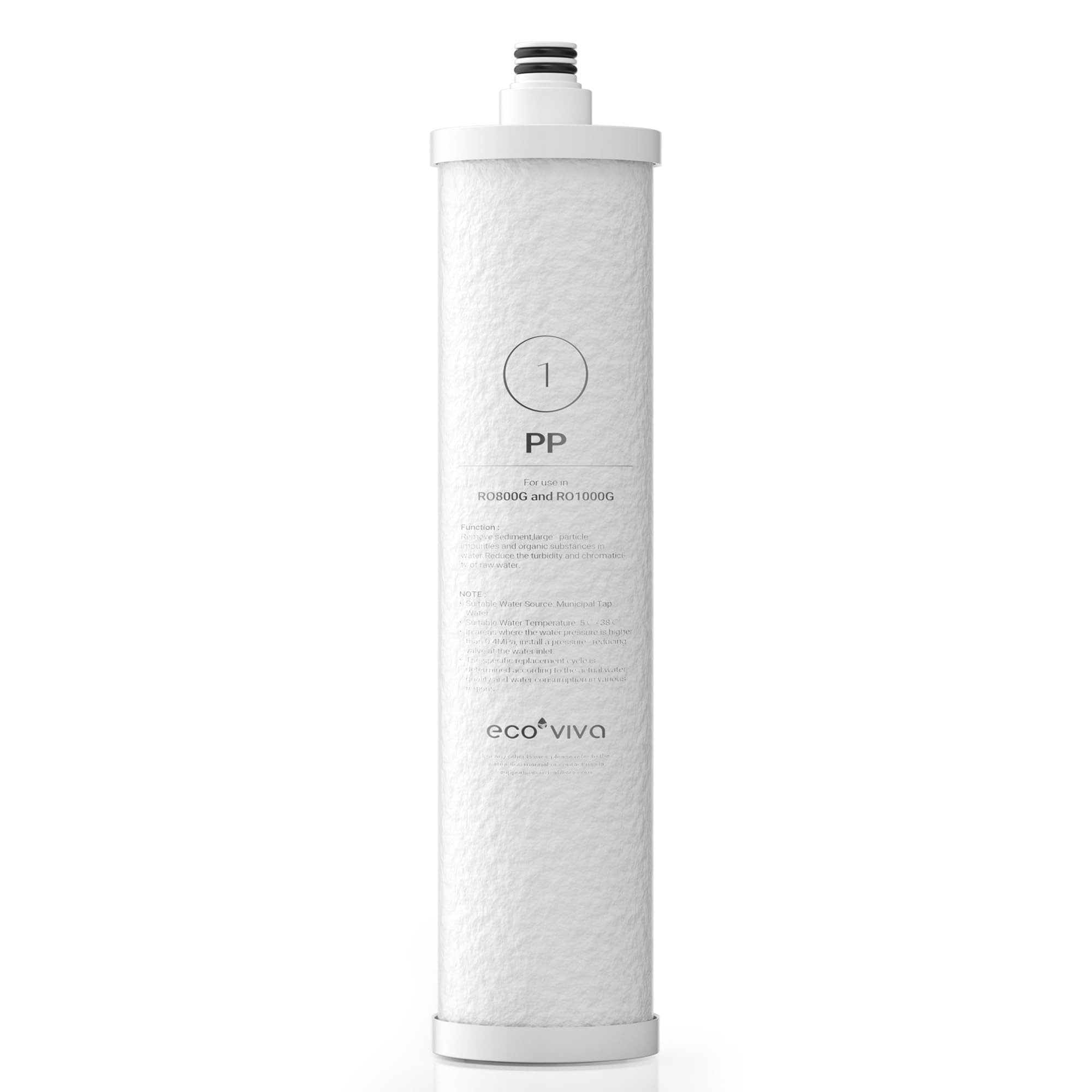 Ecoviva Wasserfilter Ersatz-PP-Filterkartusche, Zubehör für Umkehrosmoseanlage RO800G/1000G
