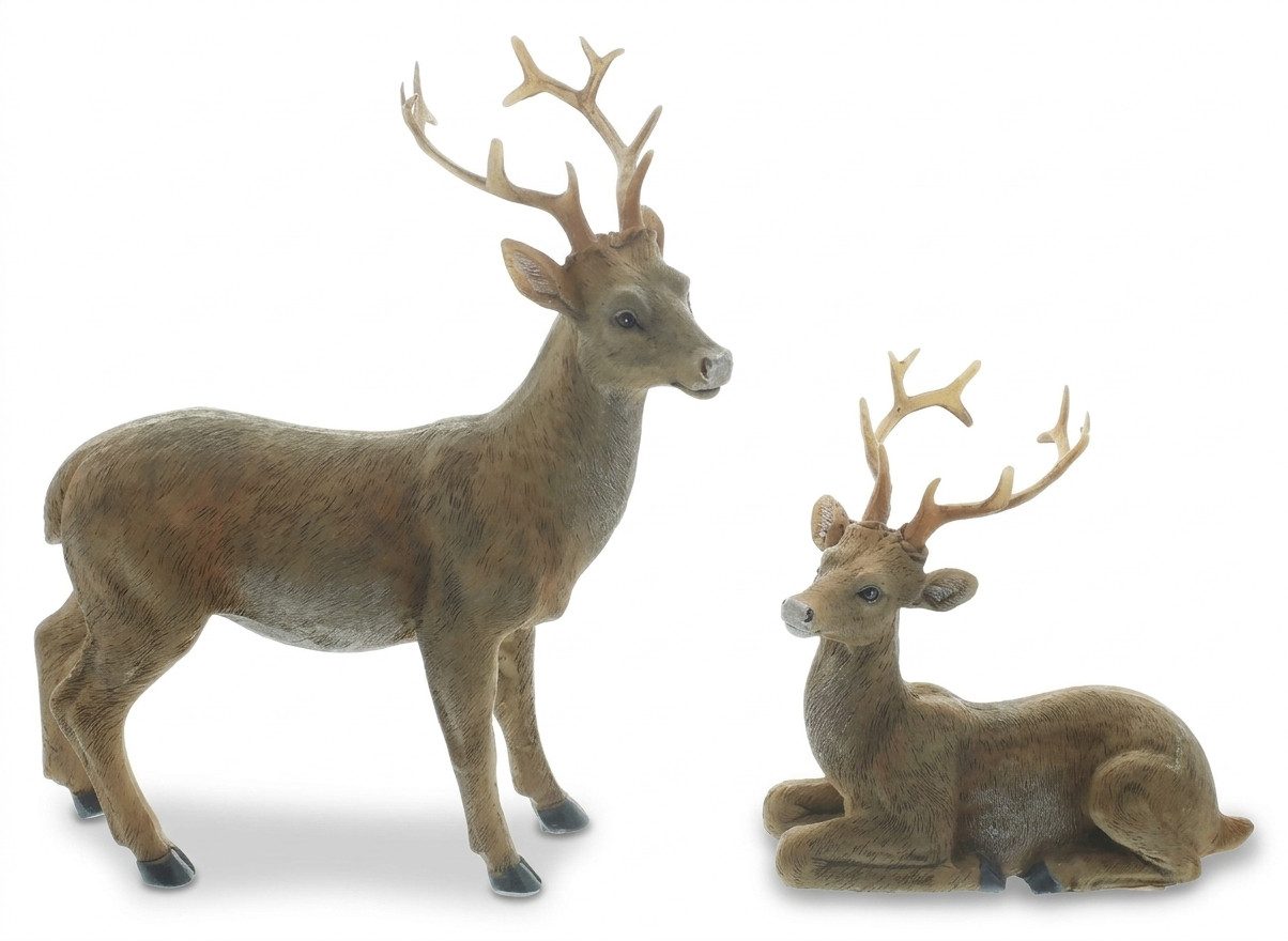 Home-trends24.de Dekofigur Hirsch Paar Deko Figur Weihnachten Winter Skulptur (2 St)