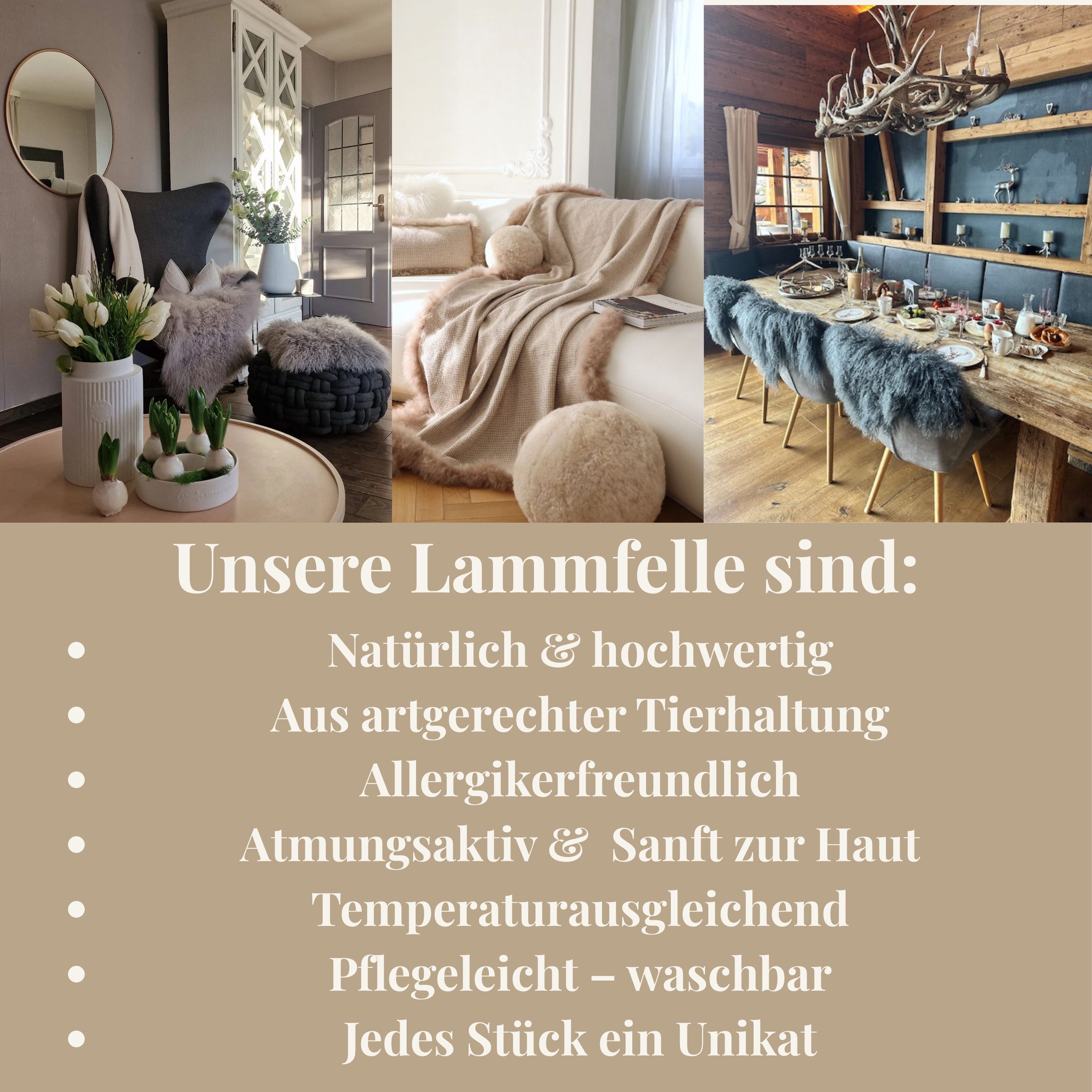 LIRA Deko Fellteppich Lammfell Tibetlamm Echtfell Lammteppich - Läufer große Farbauswahl, fellförmig, waschbar, in verschiedenen Größen, weich & langlebig