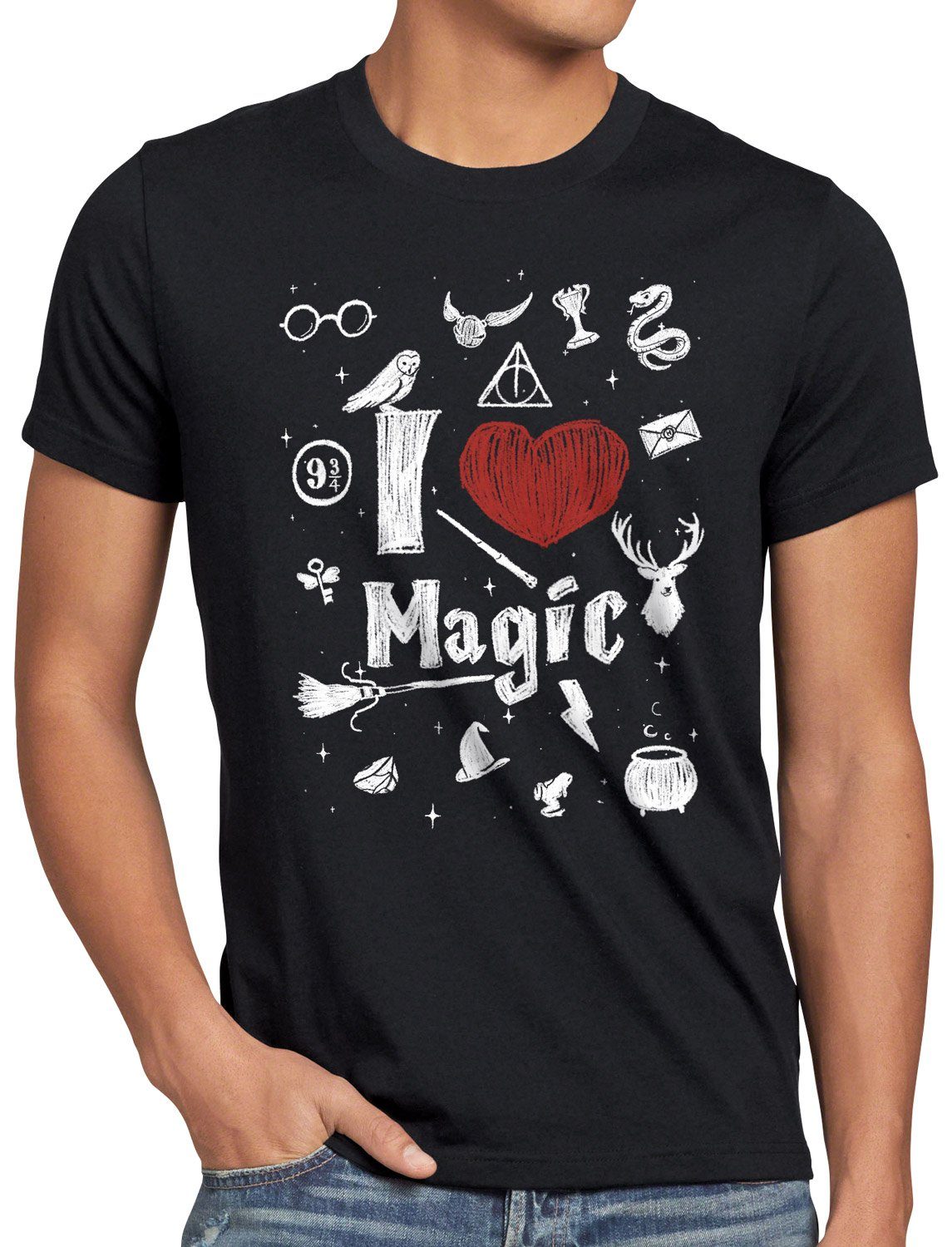 zauberei T-Shirt Herren harry style3 Love Print-Shirt Magic schule