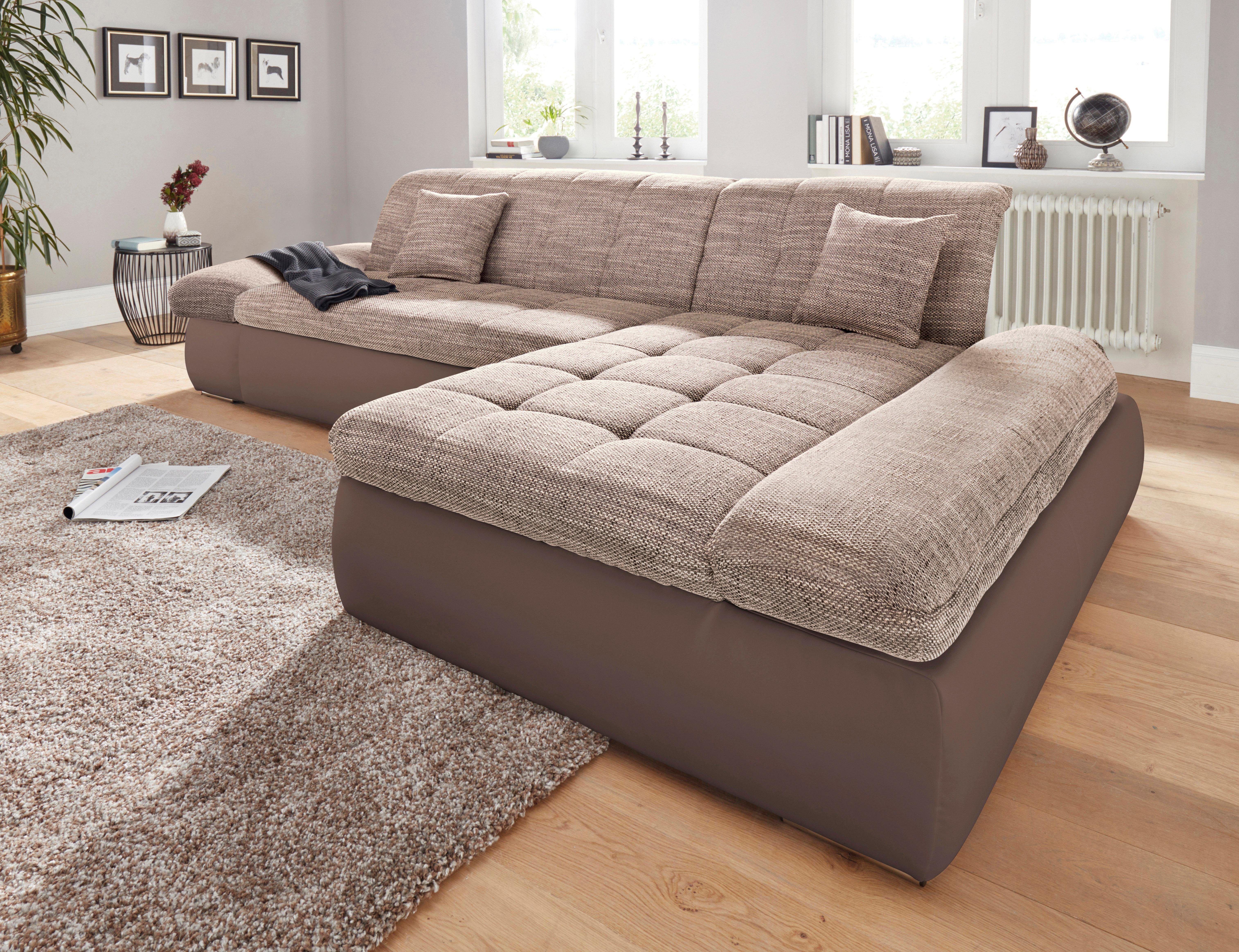 DOMO collection Ecksofa PB Moric wahlweise mit Bettfunktion + Armteilverstellung, L-Form, im XXL-Format, B/T/H:300/172/80 cm, feine Steppung