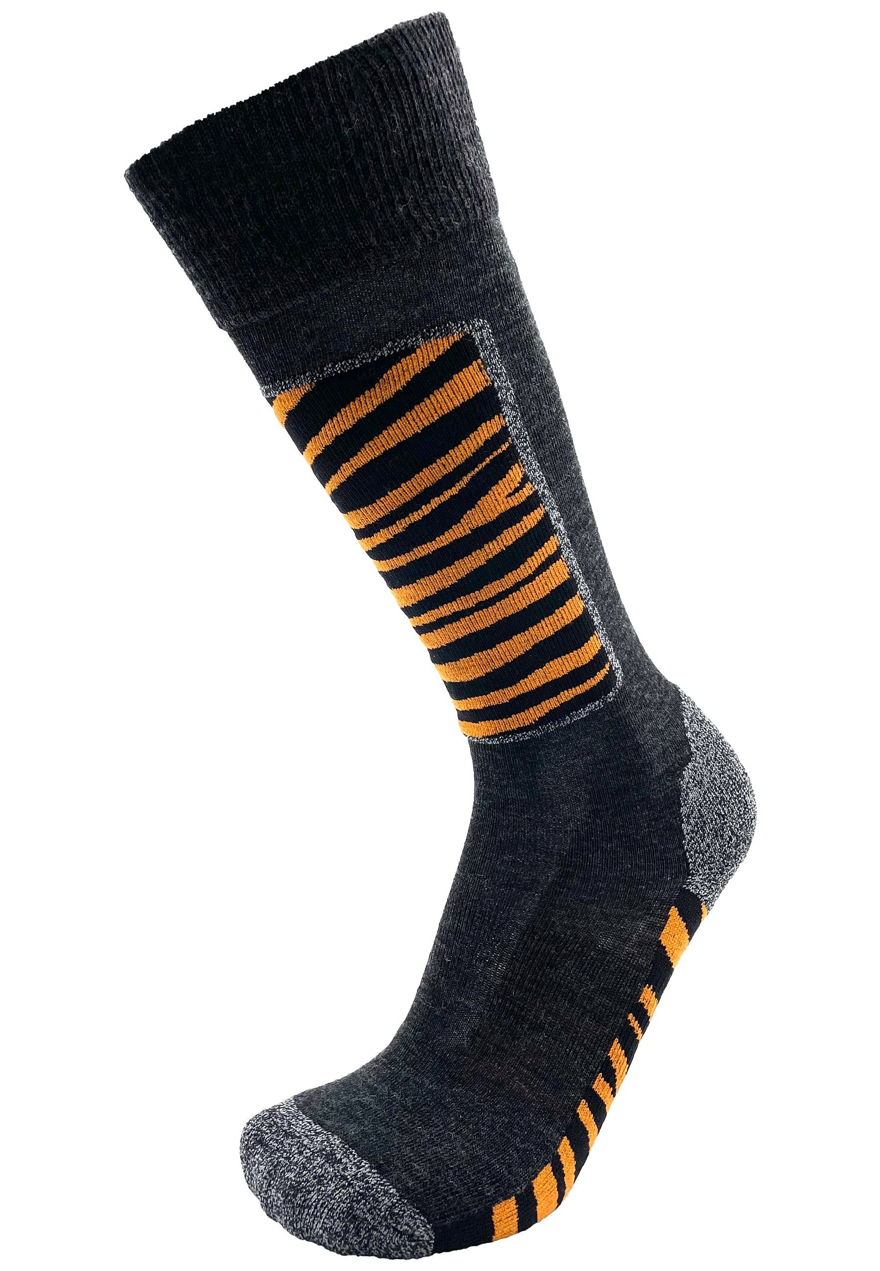DRASSN Skisocken Fahrenberg Herren und Damen (1-Paar) aus Merino Wolle, gepolstertes und abriebfestes Schienbein-Pad