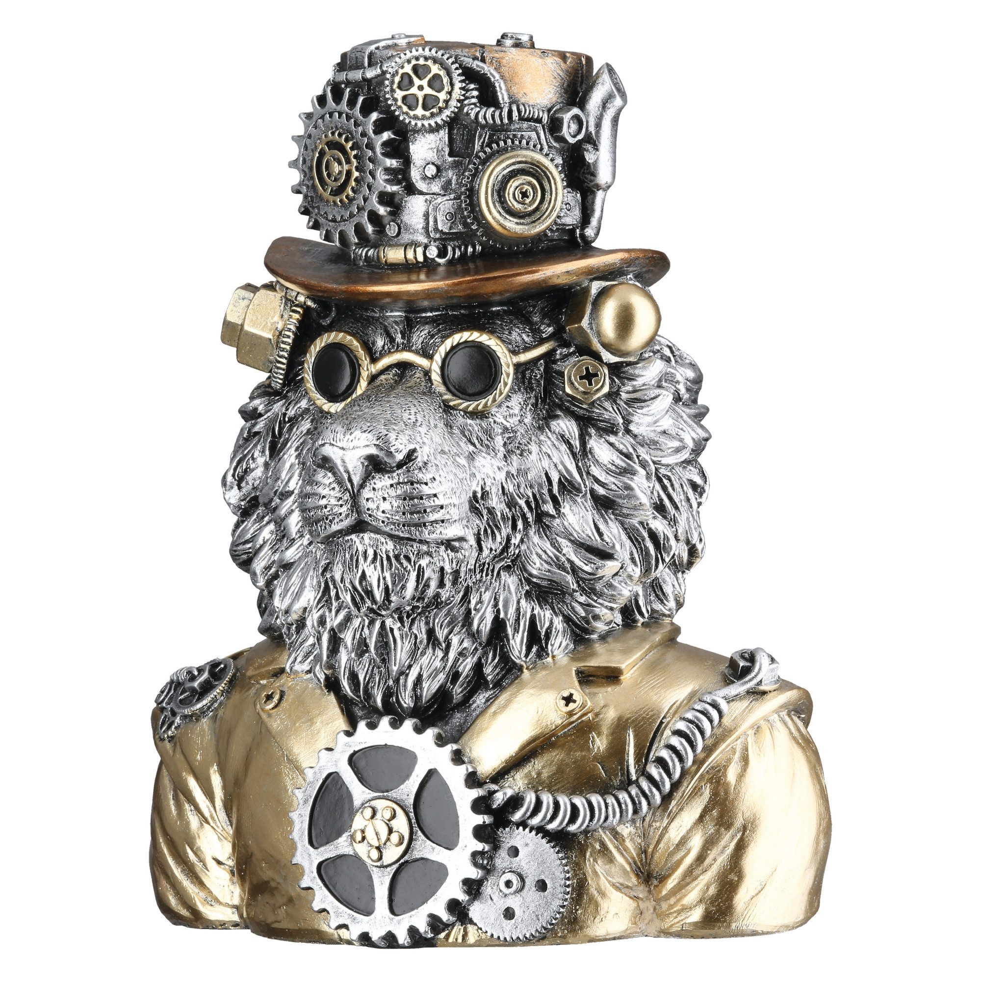 GILDE Dekoobjekt Dekofigur Löwe Steampunk Lion 58722 – Kunstharz Figur, 20,5 cm – Bild 4 von 5