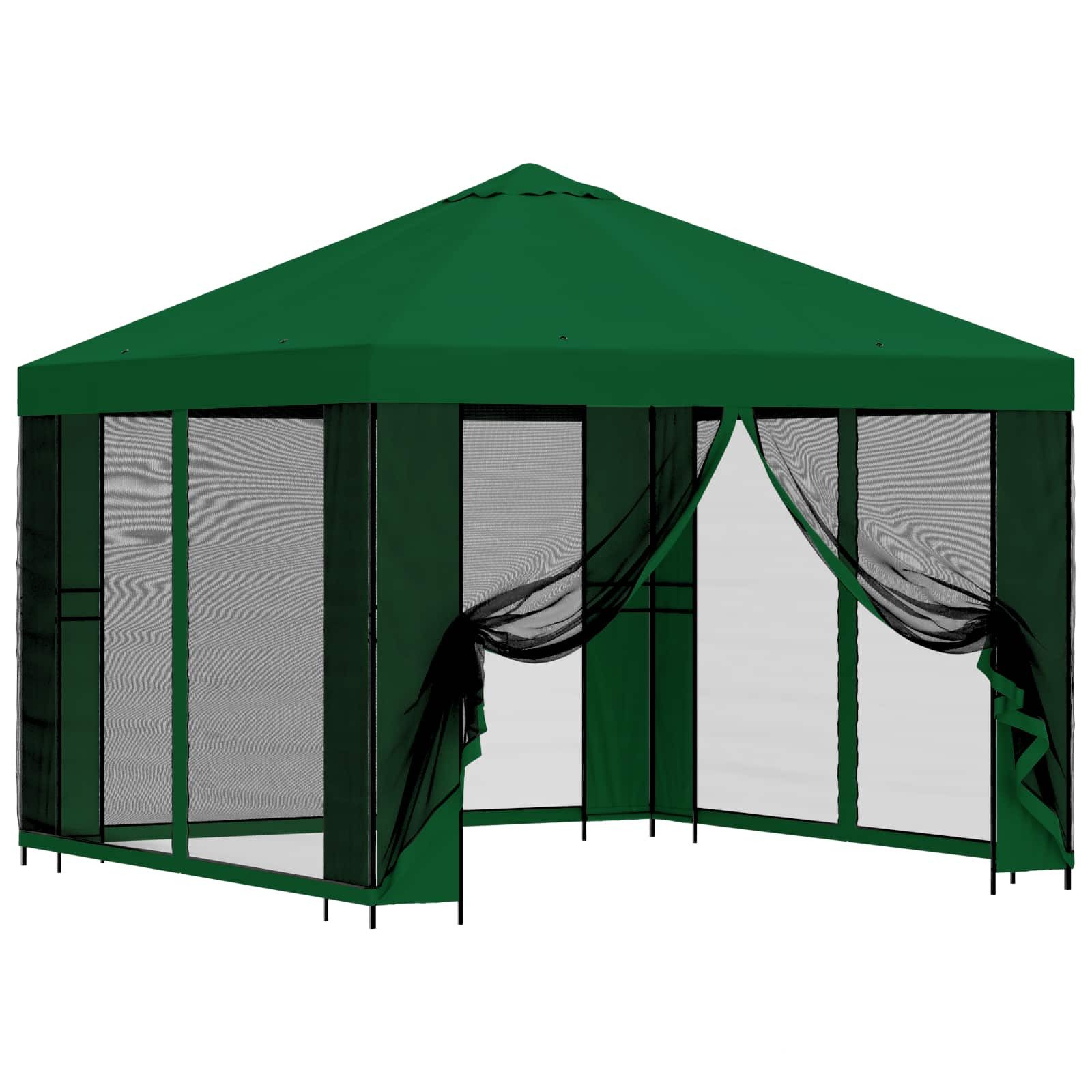 vidaXL Partyzelt Garten Pavillon mit Seitenwänden 3 x 3 m Grün