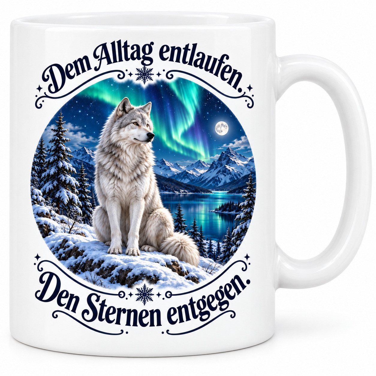 WS-Trend Tasse Wolf Wintertasse mit Spruch aus Keramik 330 ml Geschenk zu Weihnachten, Keramik
