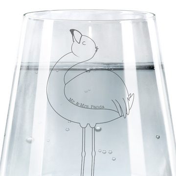 Mr. & Mrs. Panda Glas Flamingo Stolz - Transparent - Geschenk, rosa, Trinkglas, beste Freun, Premium Glas, Exklusive Gravur