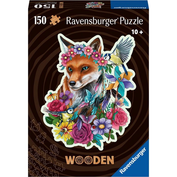 Ravensburger Puzzle Wooden Bunter Fuchs 150 Puzzleteile Made in Europe; FSC® - schützt Wald - weltweit