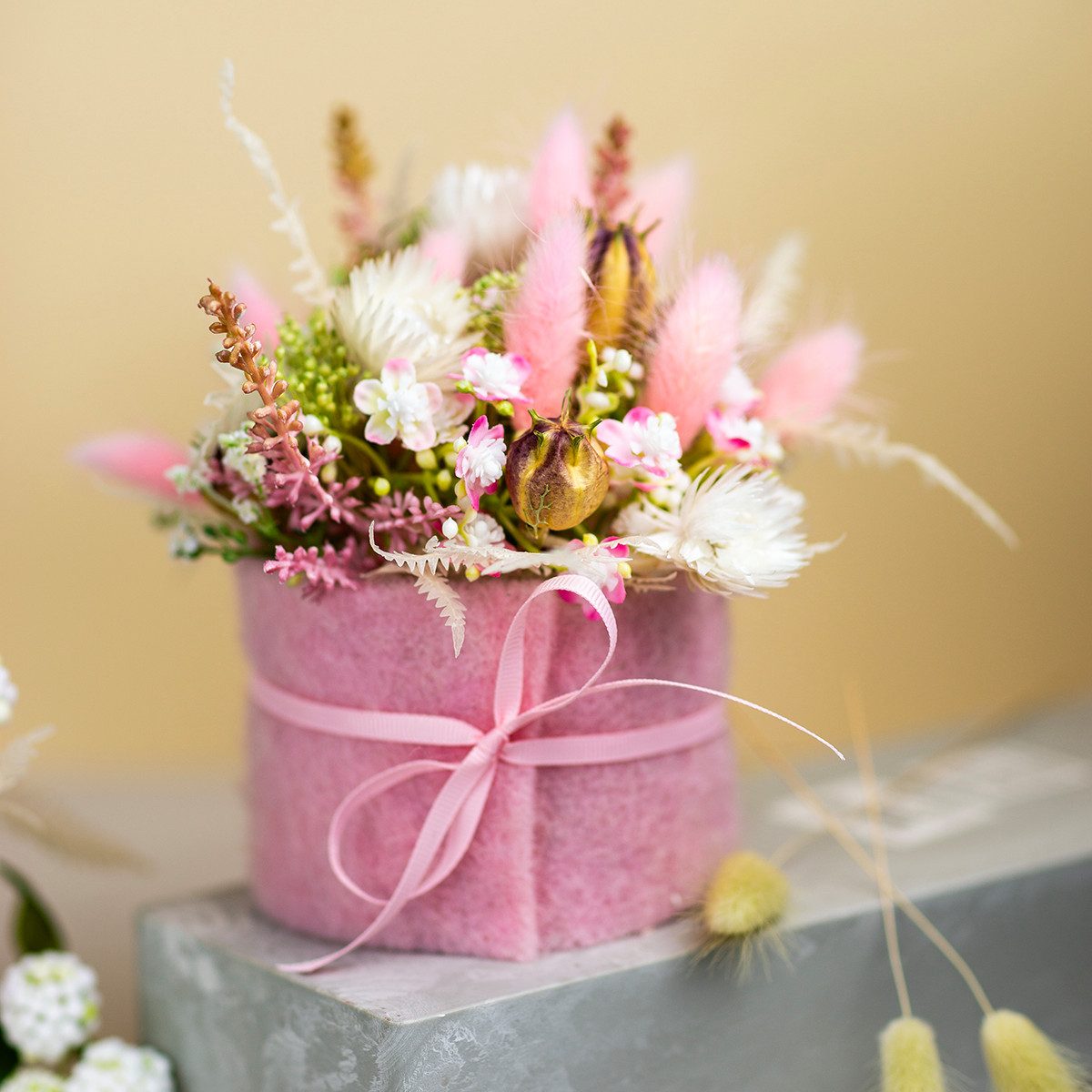 Trockenblume Lagurus Getrocknet Hasenschwanzgras Pink Deko günstig online kaufen