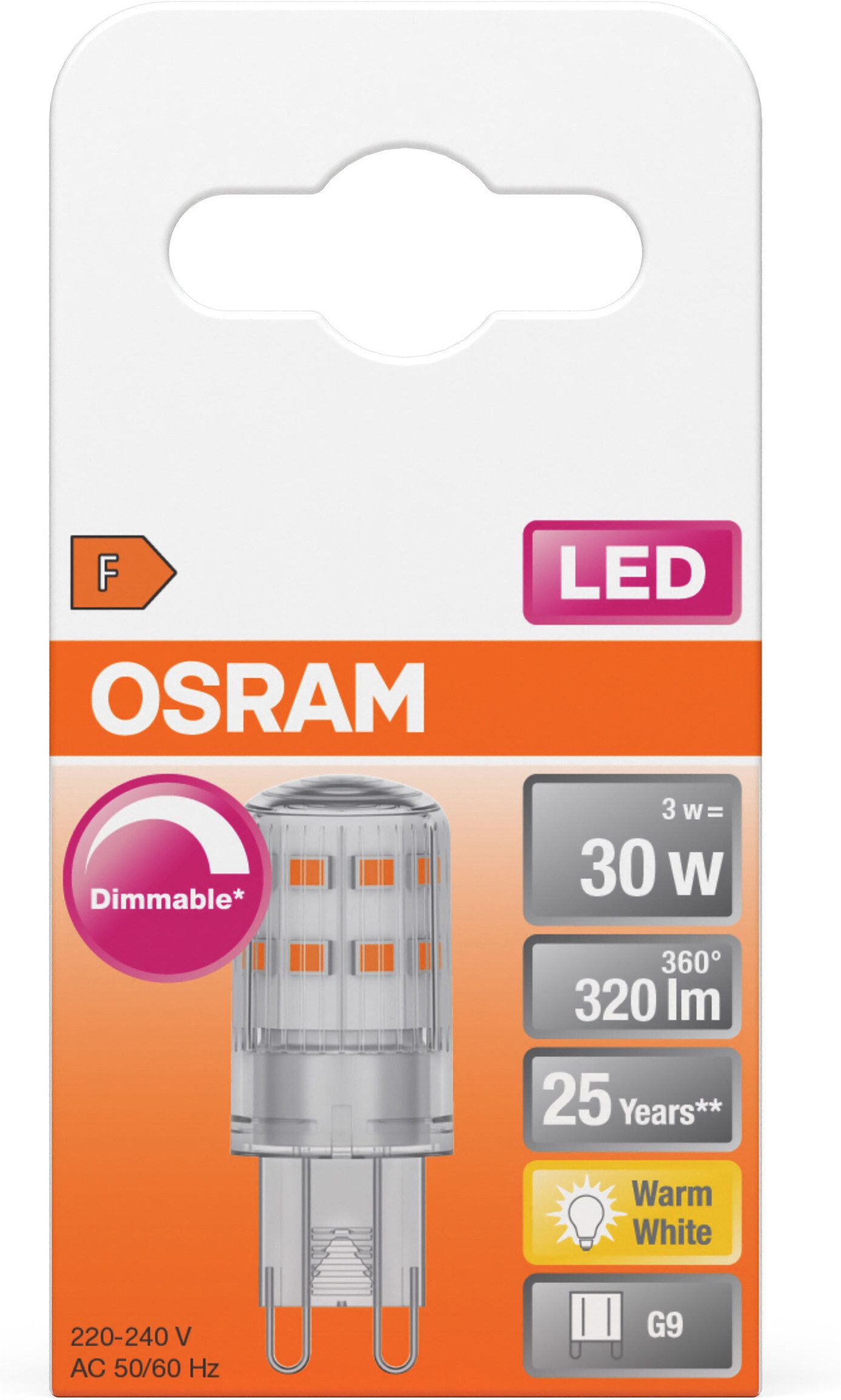 Osram LED-Leuchtmittel LED PIN Lampe, G9, 1 St., Warmweiß