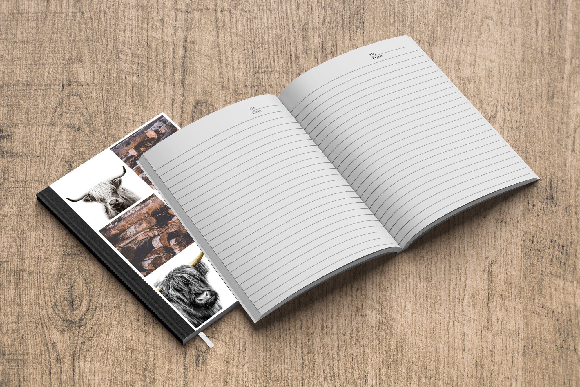 MuchoWow Haushaltsbuch Schottischer Holz, Collage Journal, - Highlander Notizbuch 98 A5, Merkzettel, Notizheft, Seiten, - Tagebuch,