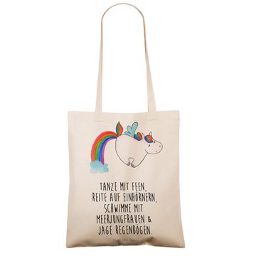 Mr. & Mrs. Panda Tragetasche Einhorn Pegasus - Transparent - Geschenk, Unicorn, Jutebeutel, Einhor (1-tlg), Lange Tragegriffe