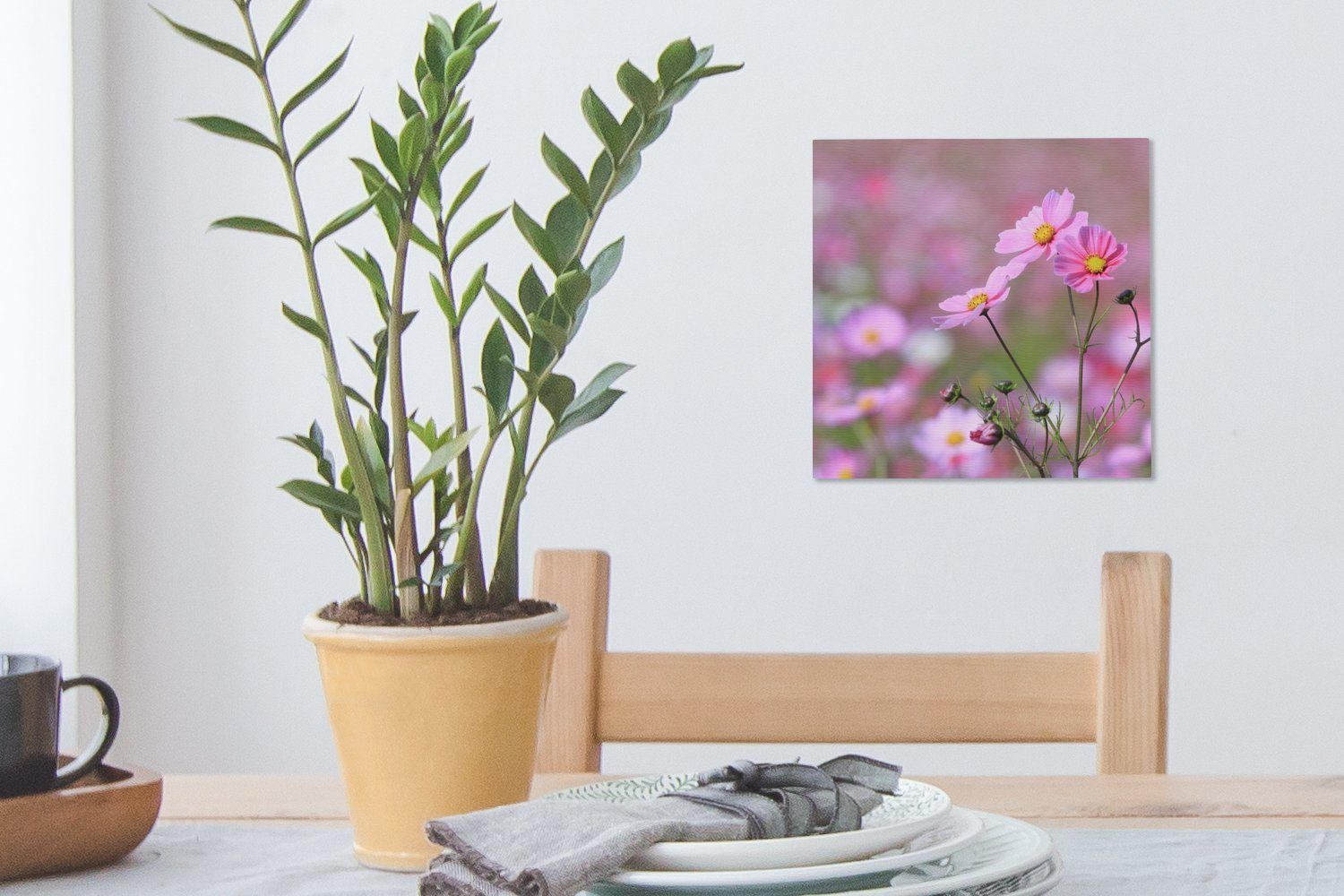 Draußen Leinwand Leinwandbild Blumen Rosa, Schlafzimmer - - St), für Wohnzimmer OneMillionCanvasses® (1 Bilder