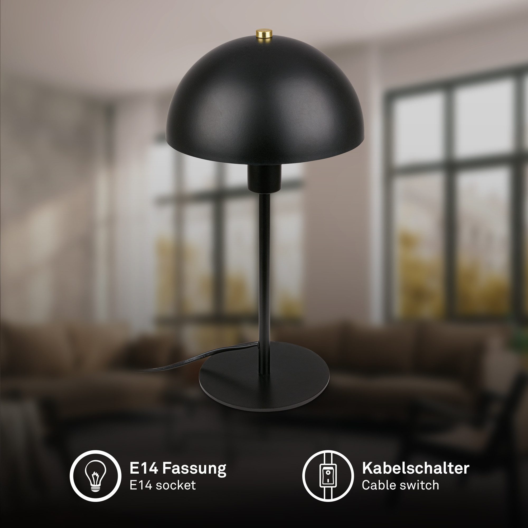 Briloner Leuchten LED Tischleuchte Pilzlampe Pura Tischlampe Nachttisch Kommodenlampe, ohne Leuchtmittel, Abhängig vom Leuchtmittel