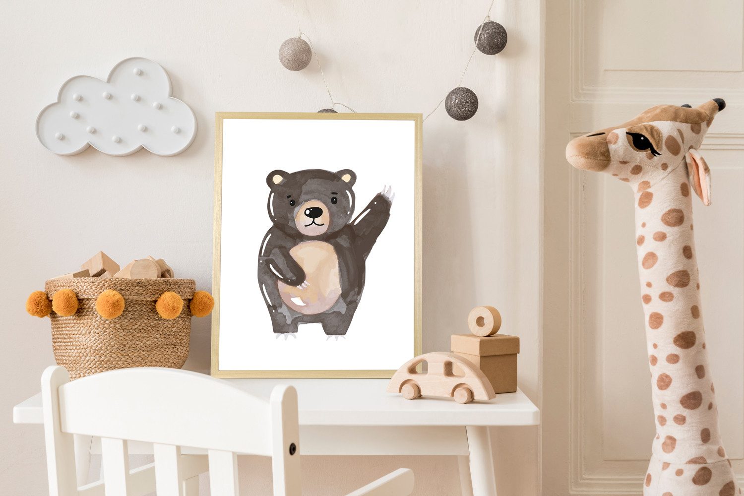 Bild mit Rahmen Brauner Bär