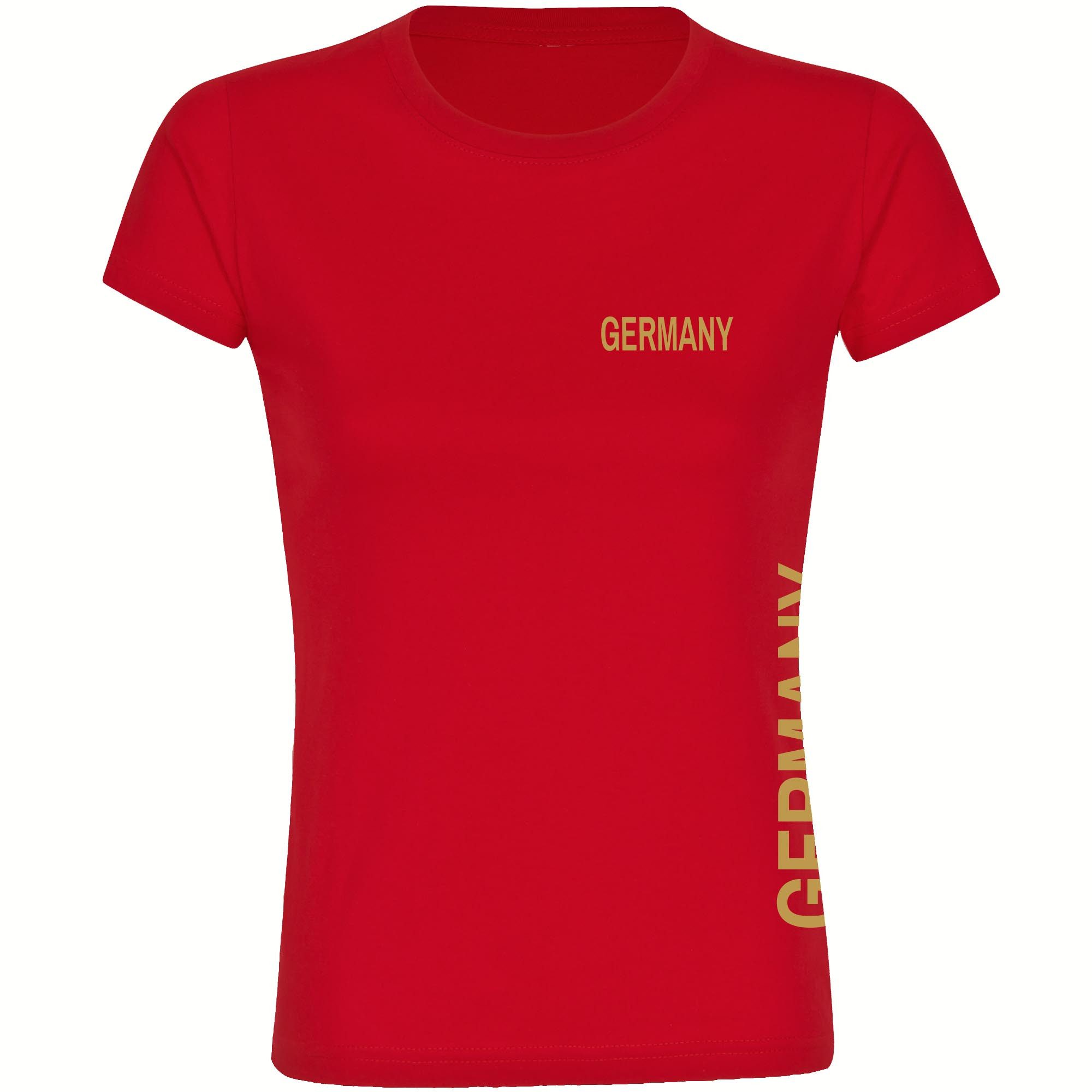 multifanshop T-Shirt Damen Germany - Brust & Seite Gold - Frauen