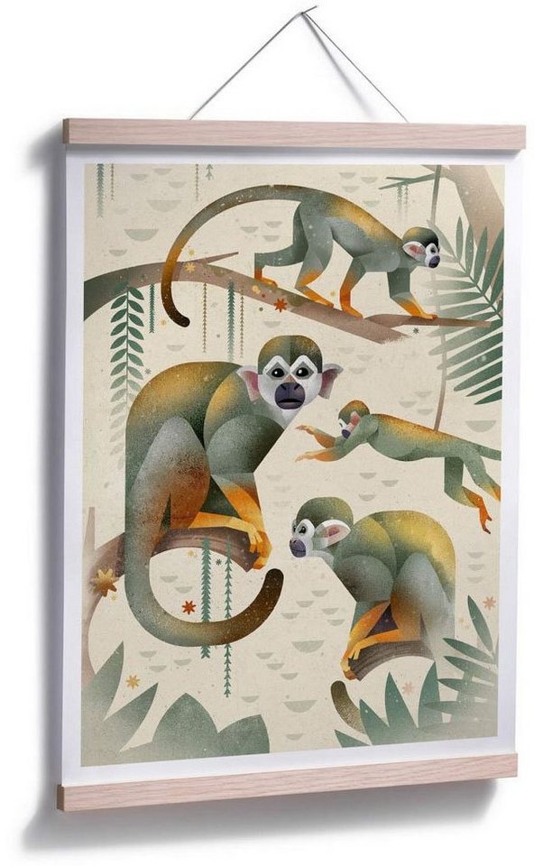 Monkeys, (1 Tiere Poster, Squirrel Wall-Art Poster Bild, St), Wandbild, Wandposter
