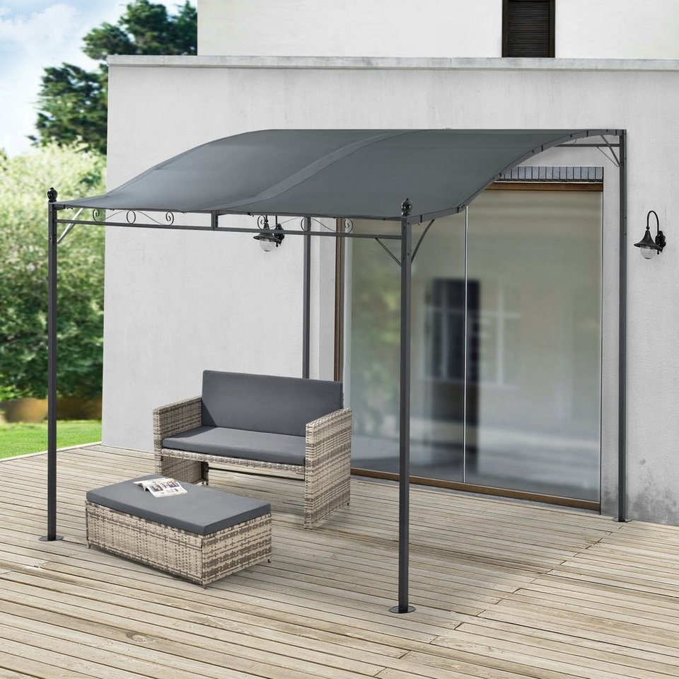 en.casa Pergola, »Teresina« Gartenpavillon Überdachung Gartenzelt 300×250 cm mit Stahlgestell Dunkelgrau