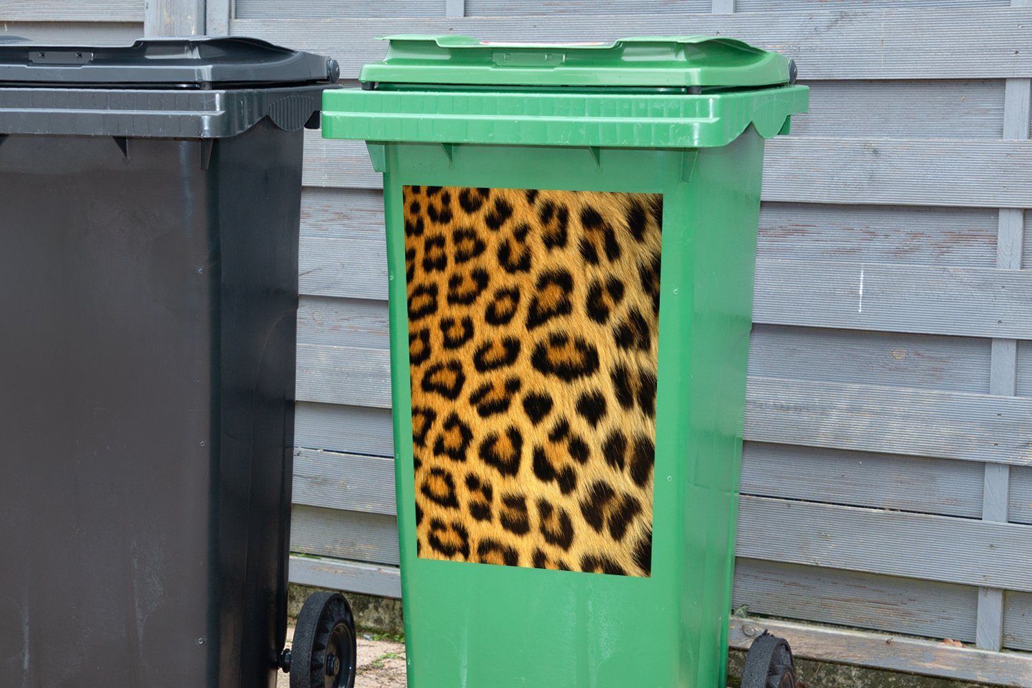 - Leopard Mülltonne, Fell Wandsticker MuchoWow Abfalbehälter Sticker, - Haar Container, (1 St), Mülleimer-aufkleber,