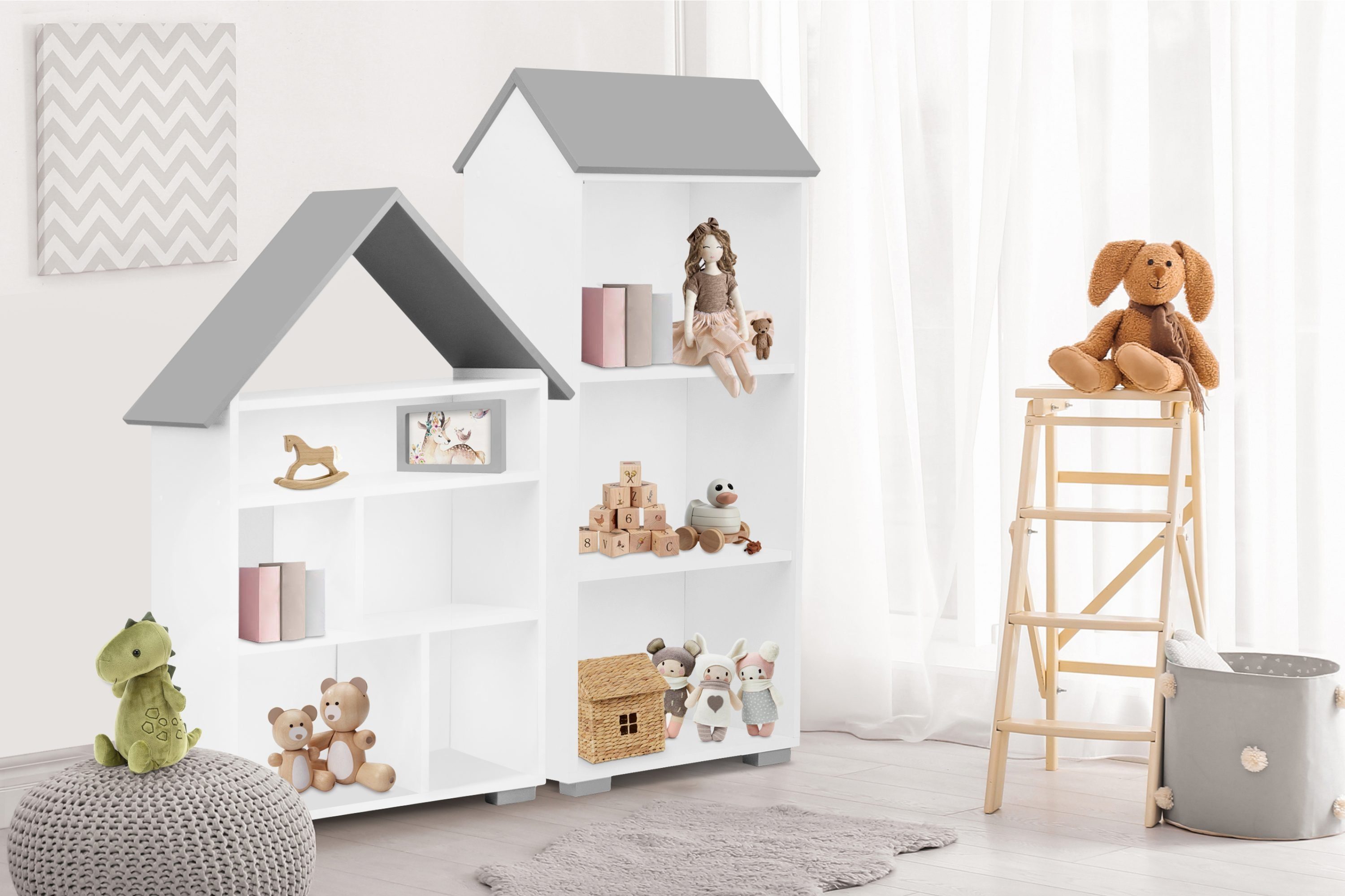 KONSIMO® Jugendzimmer-Set Regal-Set (2tlg) PABIS, Möbel für Kinderzimmer, Hausform