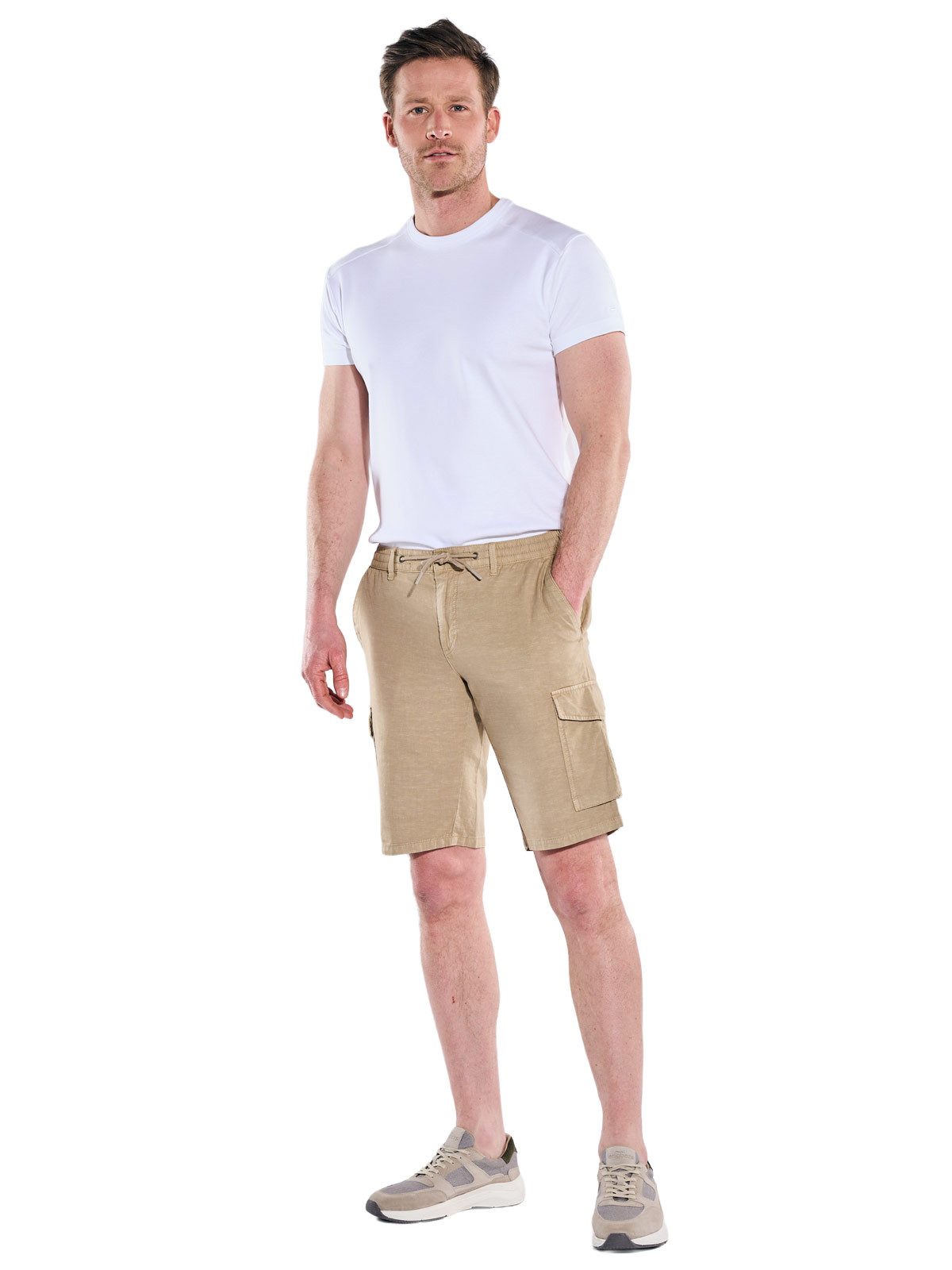 Engbers Cargobermudas Herren Cargo Shorts in Leinenoptik, Cognac