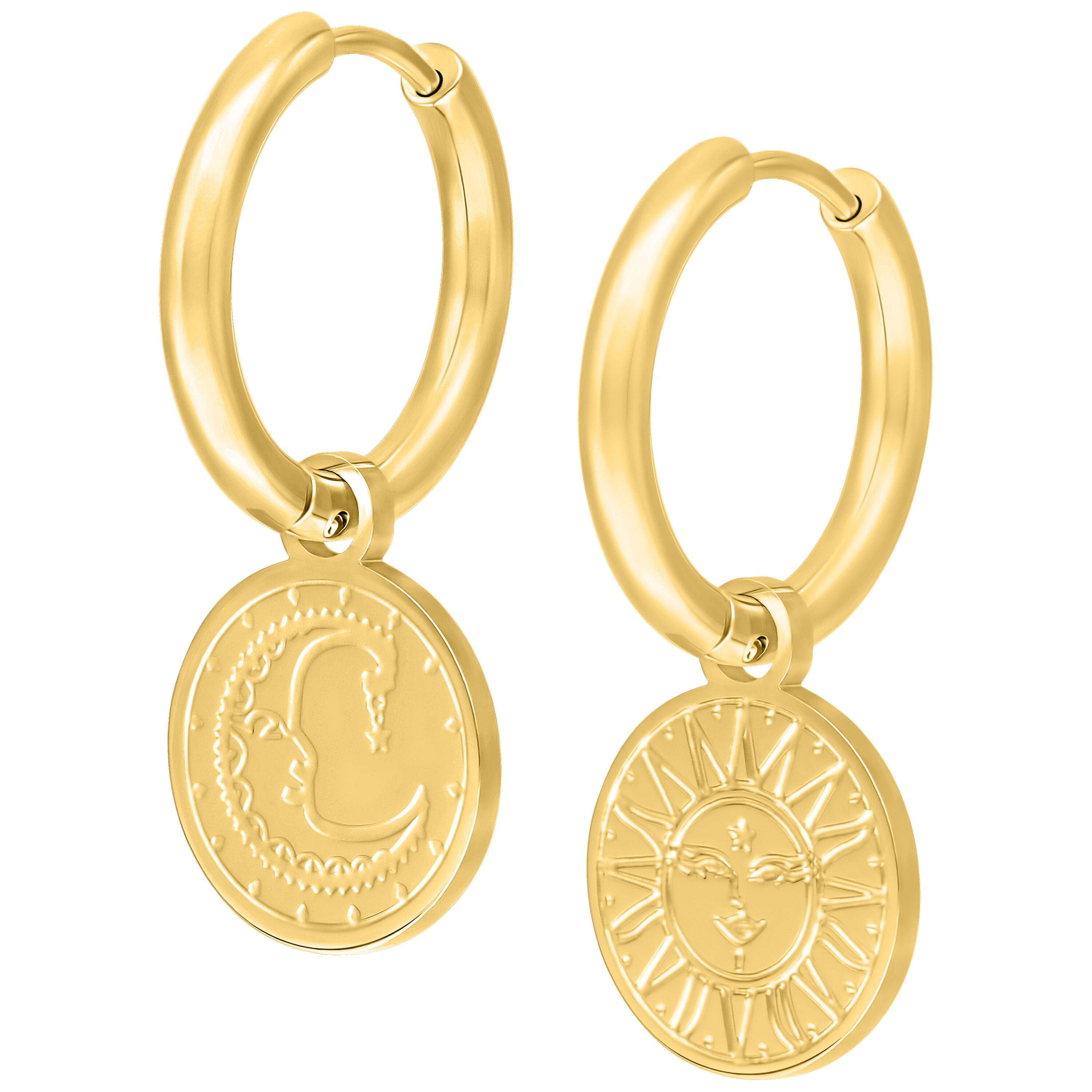 Wildcat Paar Ohrhänger Little Sun Moon Hoops, wasserfest, langlebig, hautverträglich