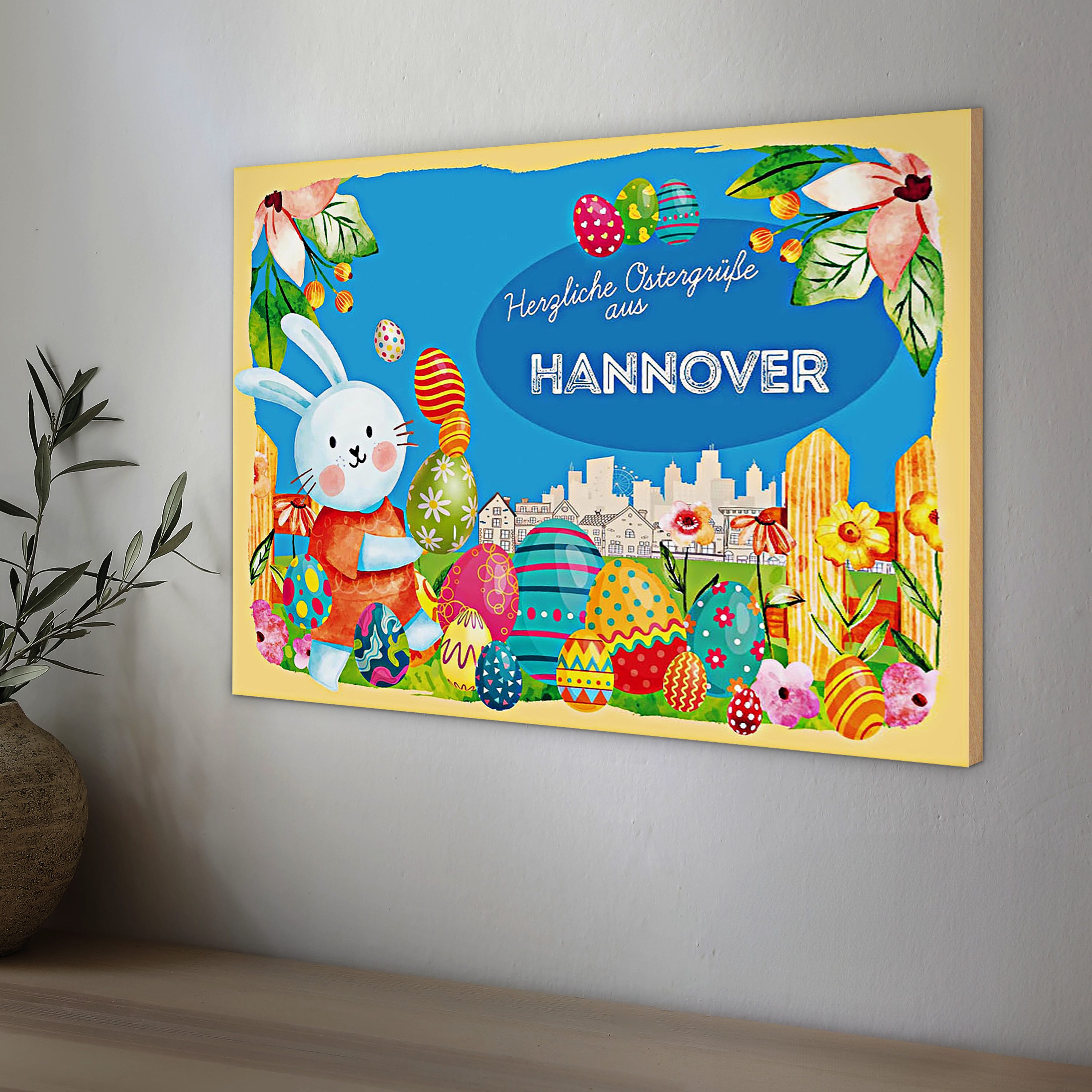 Roomando Holzbild Ostern Ostergrüße 40x30cm HANNOVER