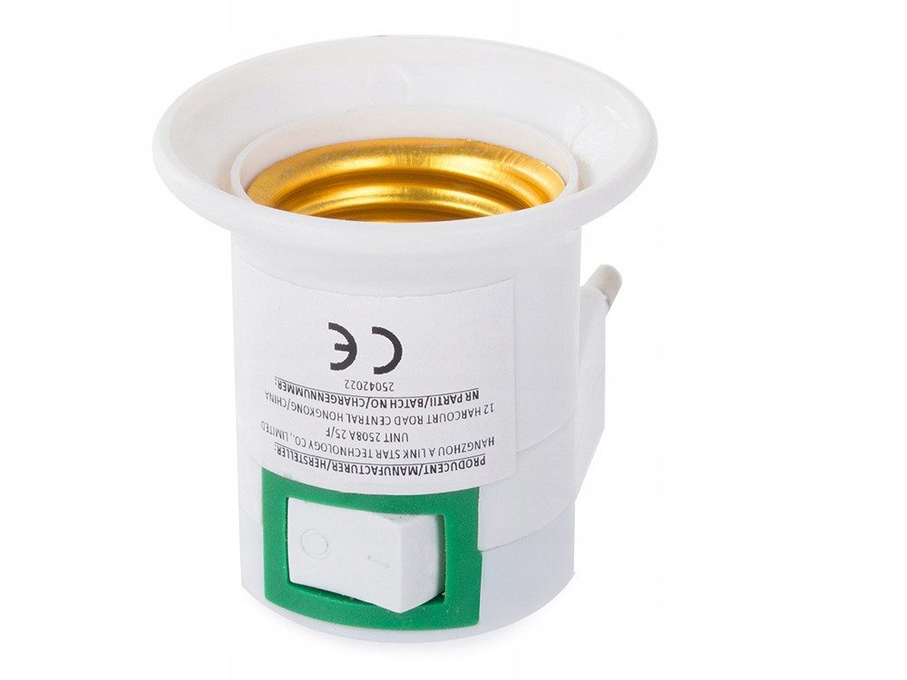 VERK GROUP Steckdosenschalter E27 Steckdosenadapter mit Schalter 230V Lampenfassung Weiß, 1-St., E27-Fassung mit Schalter, Direkter Steckdosenanschluss