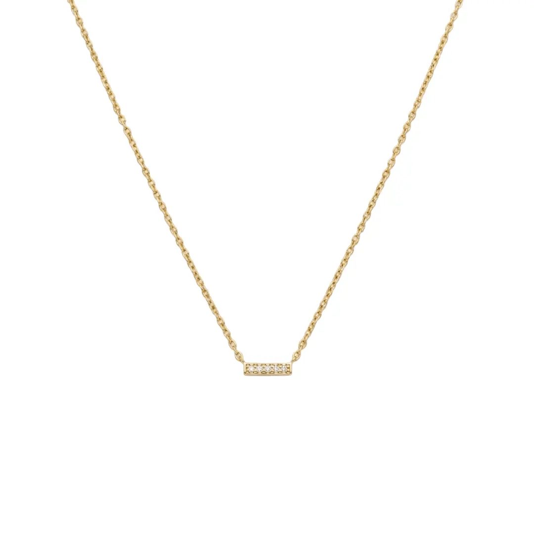 Kette mit Anhänger Suzan Gold® 925 Sterling Silber Halskette Damen Bar Zirkonia Anhänger