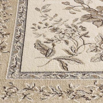 Teppich Palazzo Royal Antique Roses Bordüre, TaraCarpet, rechteckig, Höhe: 6 mm, Bordüre Seiden Optik B.grau Wohnzimmer Schlafzimmer Esszimmer 67x105