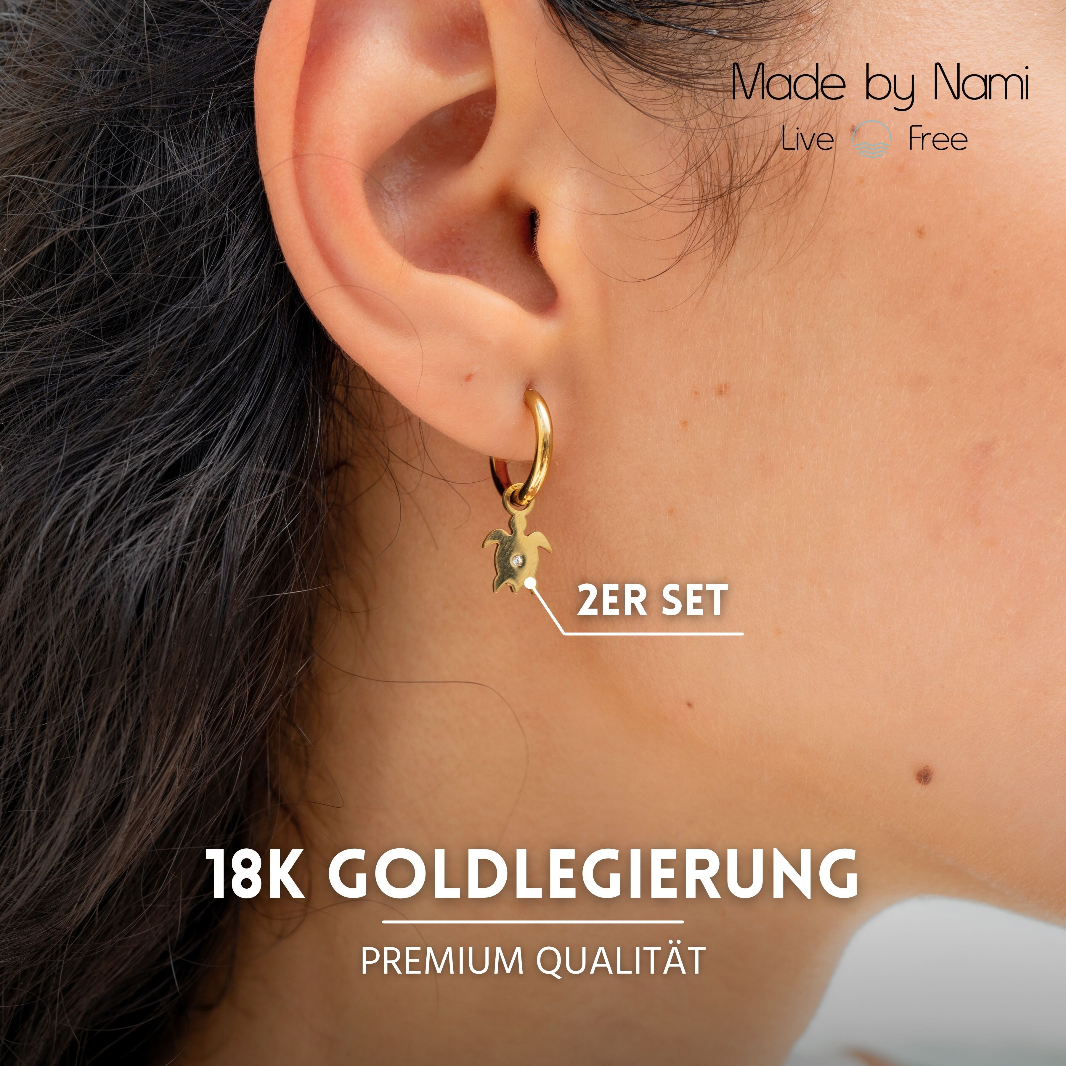 Made by Nami Paar Ohrhänger Set hängende Ohrringe Damen Schildkröte Edelste günstig online kaufen