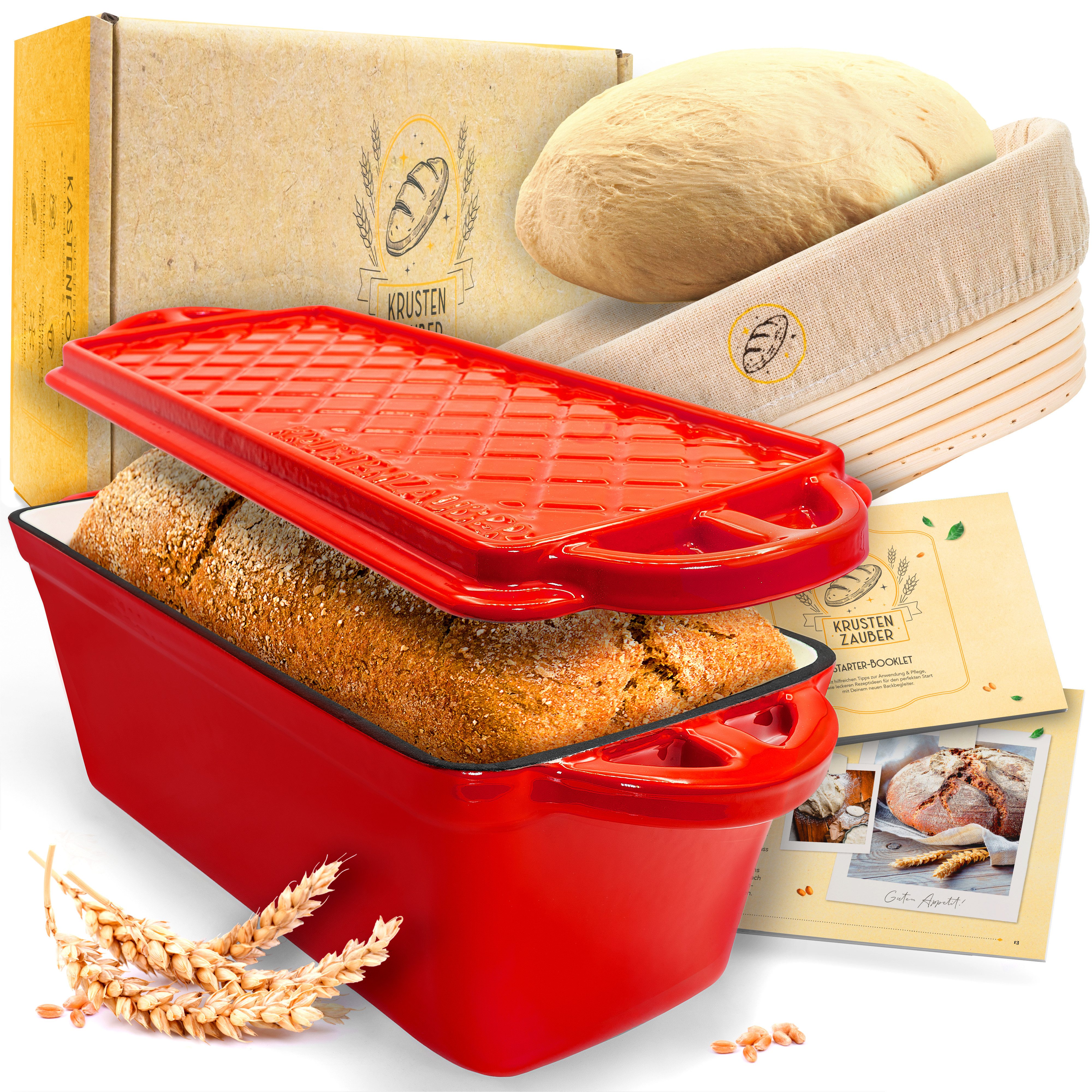 Krustenzauber Brotbackform Brotbackform Gusseisen Topf Brot Backen [inkl. Gärkorb]