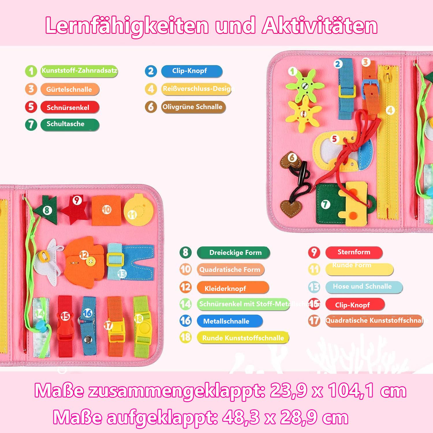 CLTYQ Lernspielzeug Board Montessori-Spielzeug für Kinder, Busy Board Weich günstig online kaufen